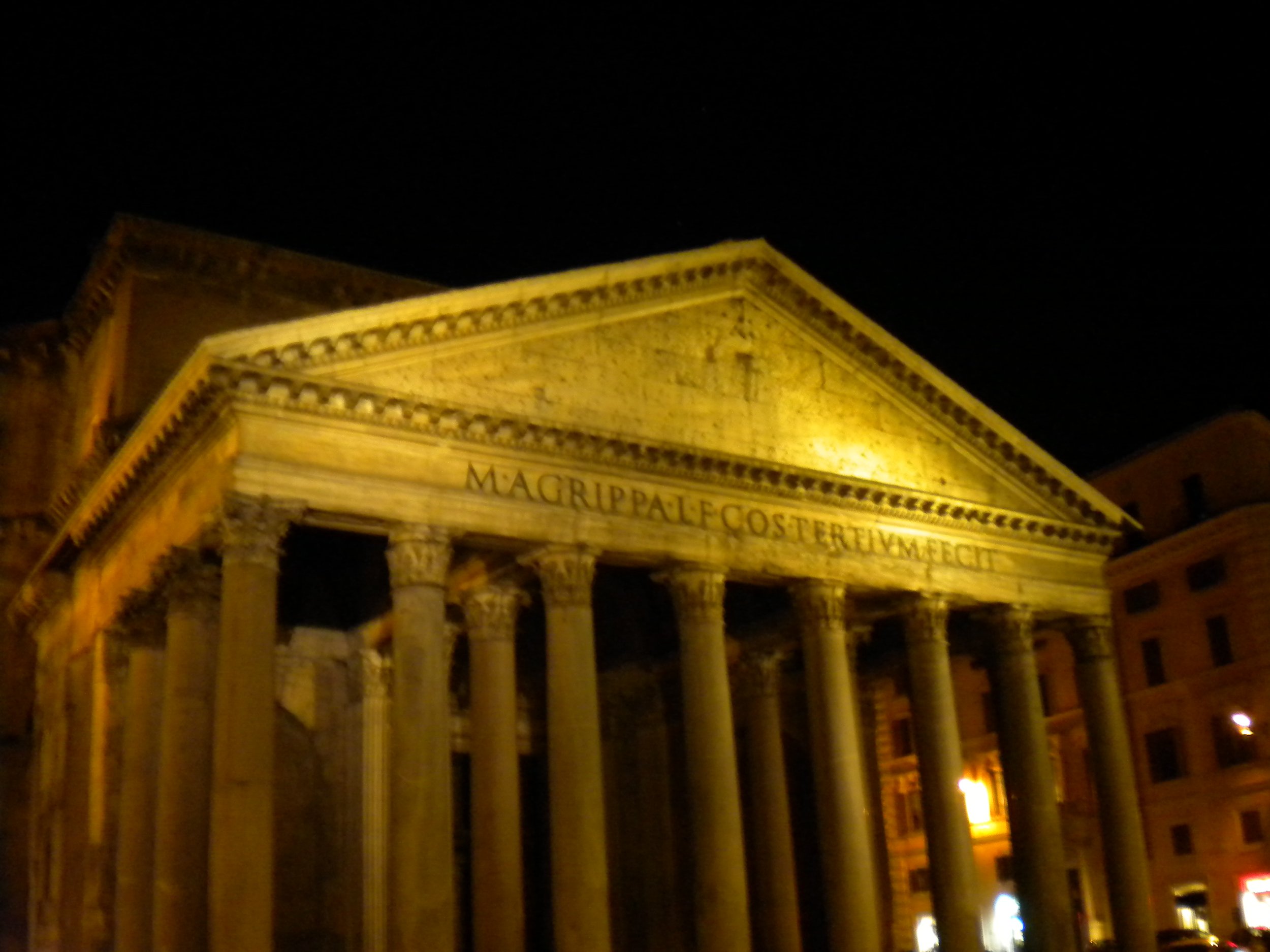 Pantheon front at night