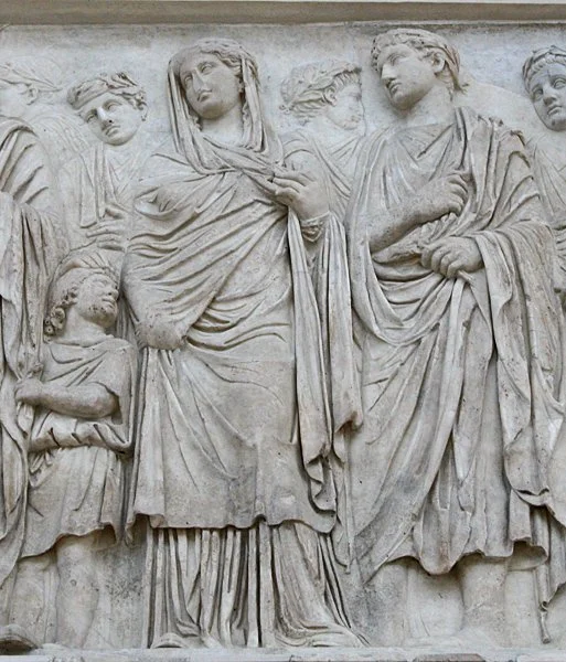 Roman relief showing two women and their clothing