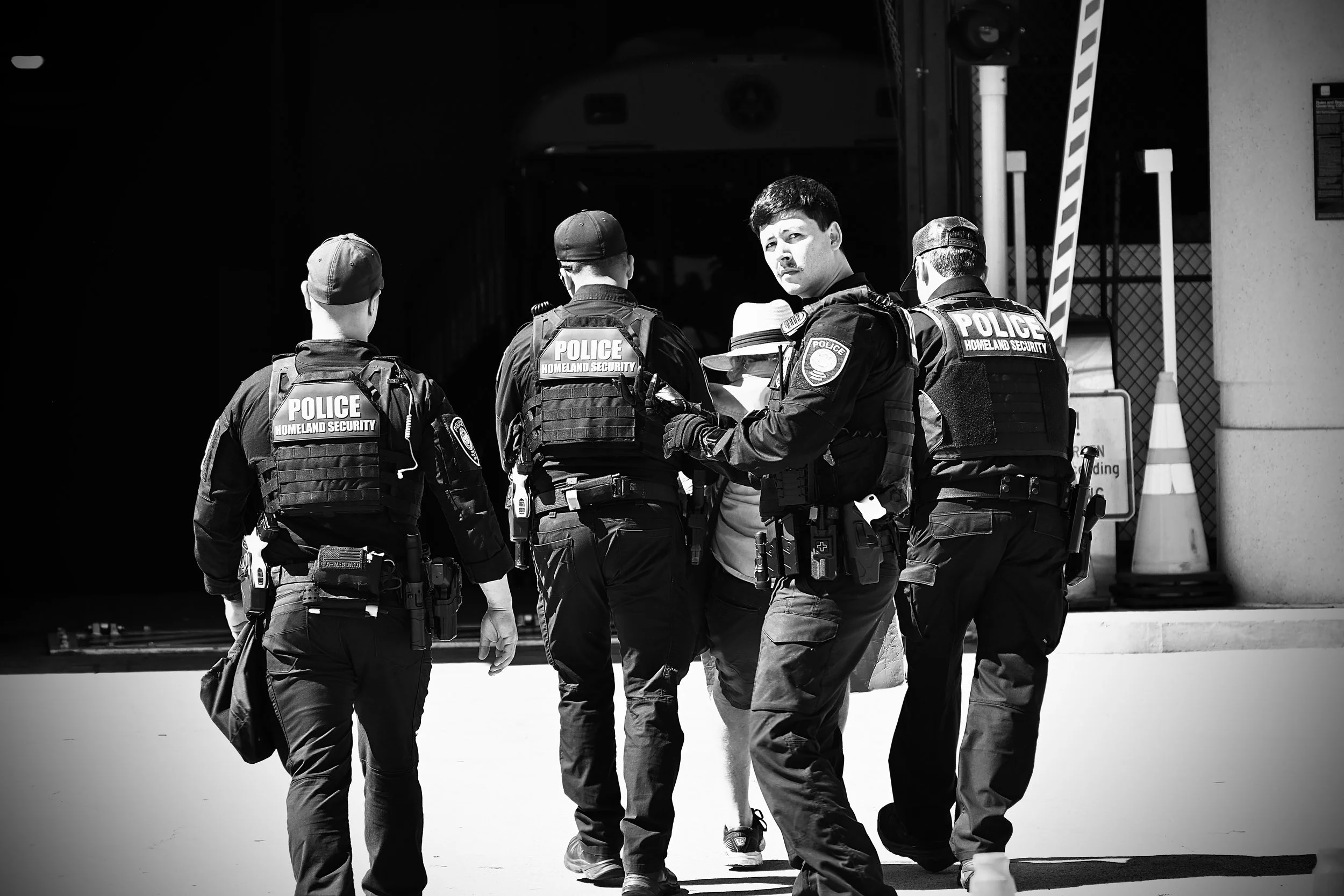 DHS agents arrest Jeff Dietrich, a founding member of the Los Angeles Catholic Worker, marking his fourth arrest and release during protests that day. (Los Angeles, 2025)