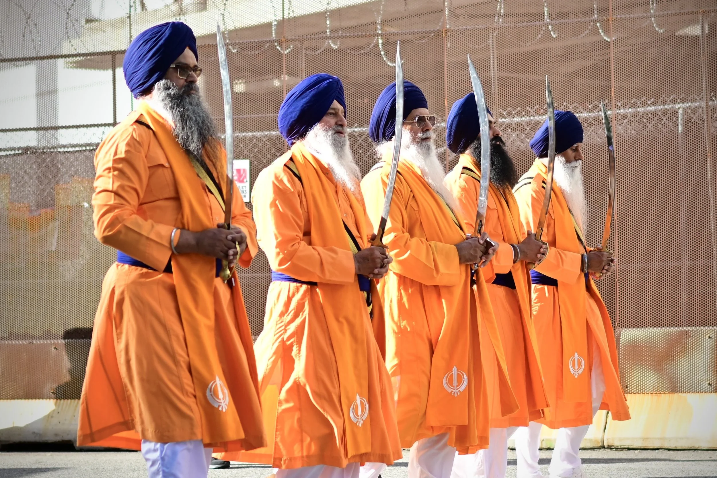 The Panj Pyare, who symbolize those who were first initiated into the Khalsa Panth by Guru Gobnid Singh. (Los Angeles, 2026)