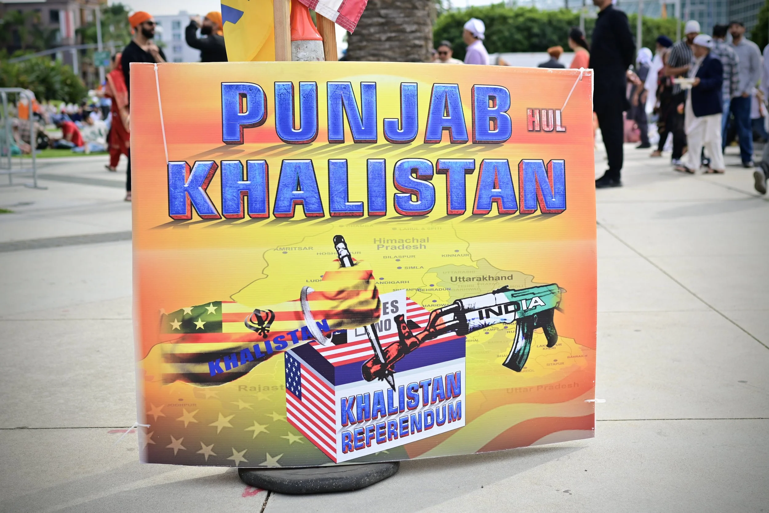 A sign expressing support for the creation of a sovereign Sikh State, Khalistan. (Los Angeles, 2026) 