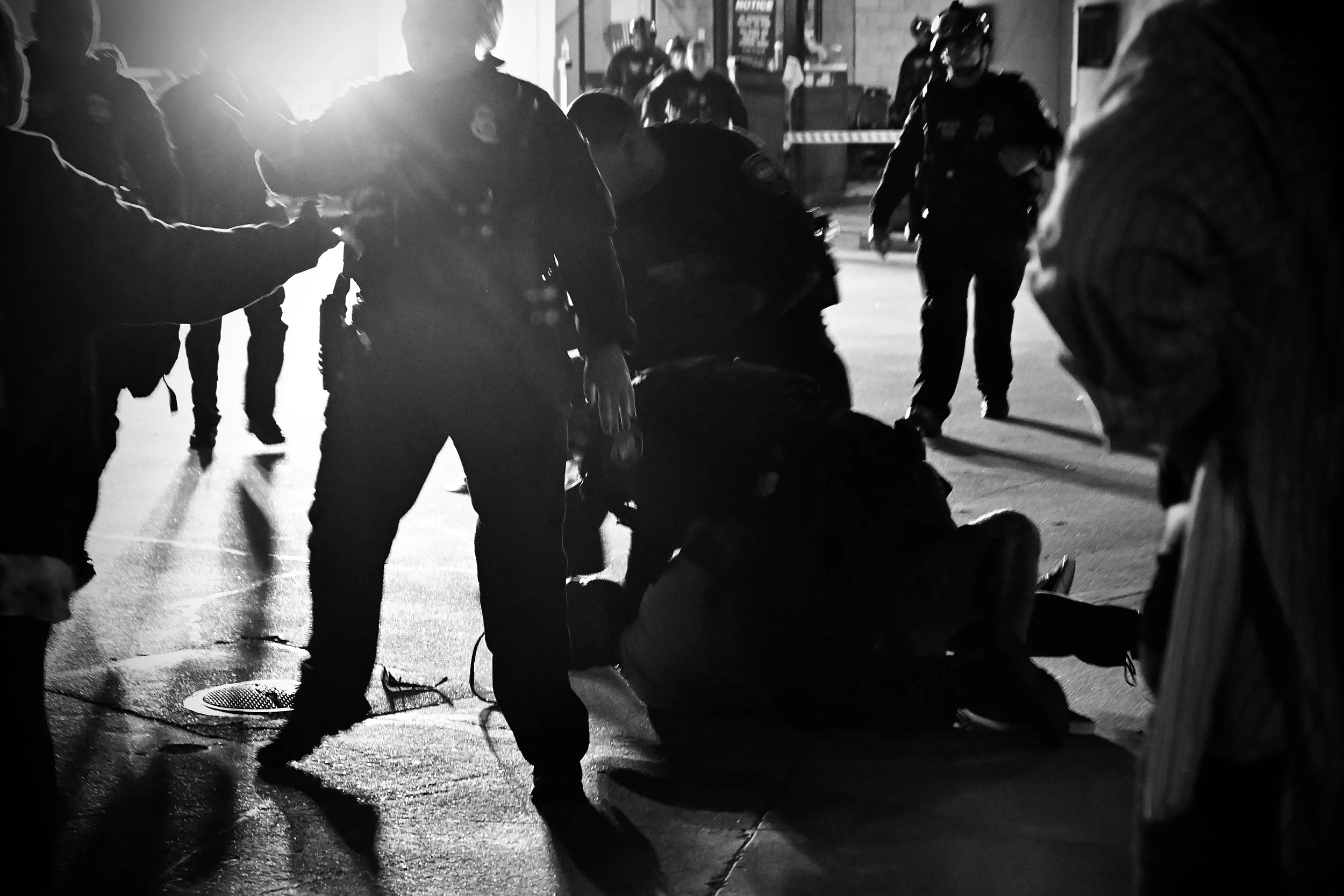 DHS agents arrests a protester who entered Detention Center property, leading to an ambulance being called shortly after. (Los Angeles, 2025)