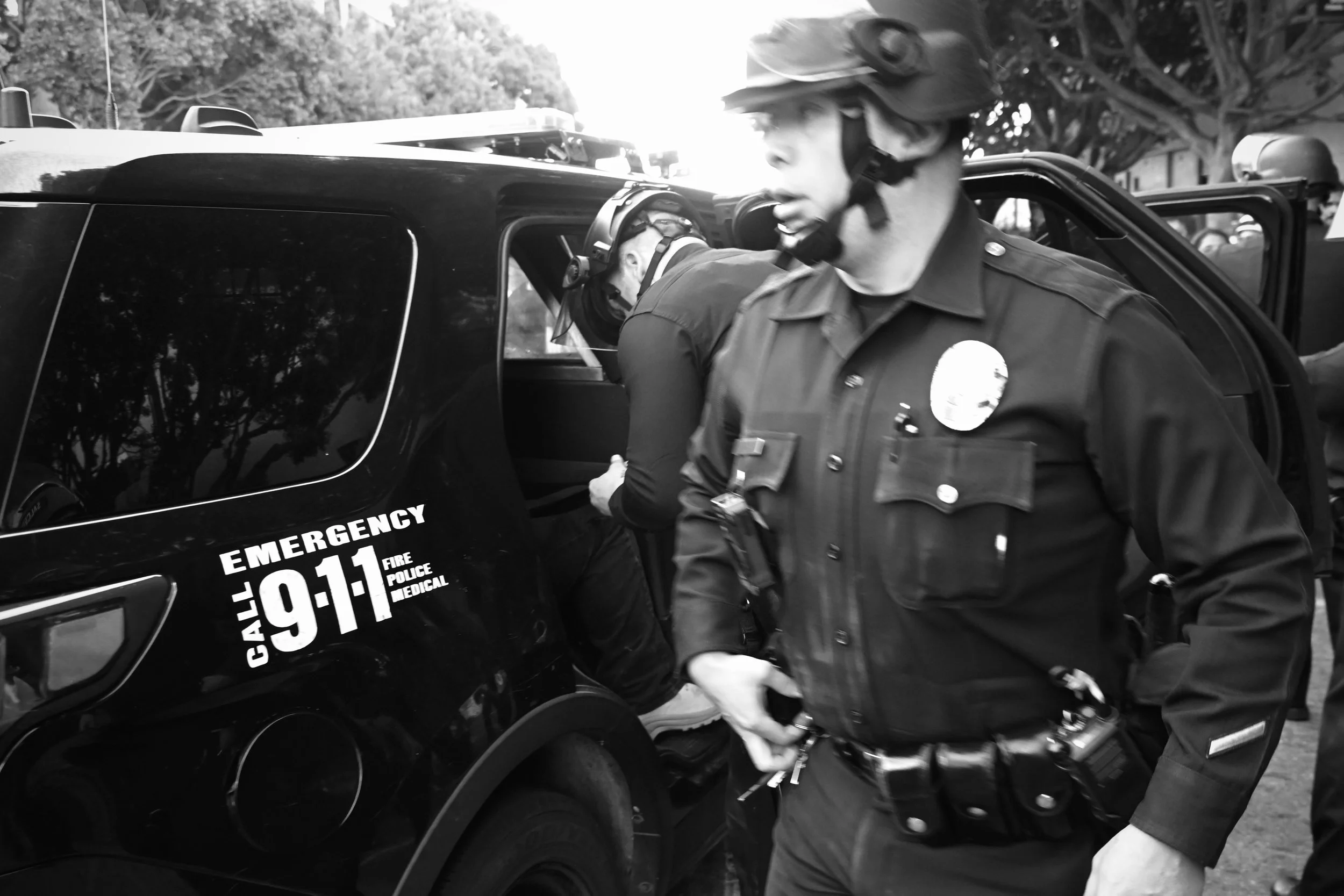 Scenes from an arrest during the protest as it continued into the evening. (Los Angeles, 2026)