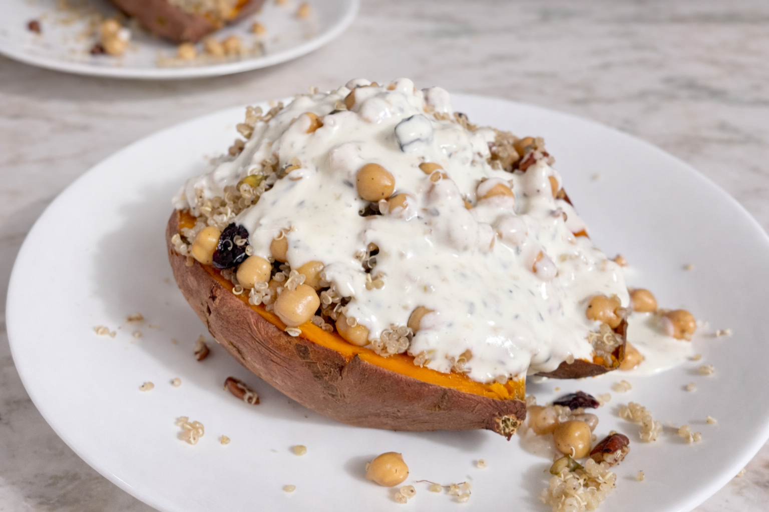Mediterranean Stuffed Sweet Potatoes (With or Without Chicken)