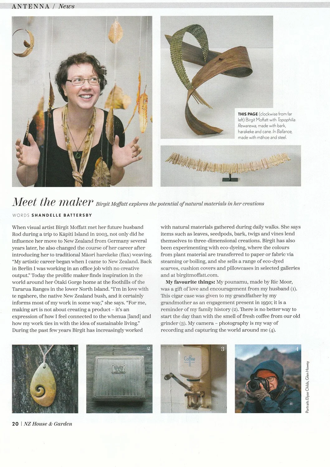 Photo of Birgit Moffatt, (top left), featured in the NZ House & Garden magazine.