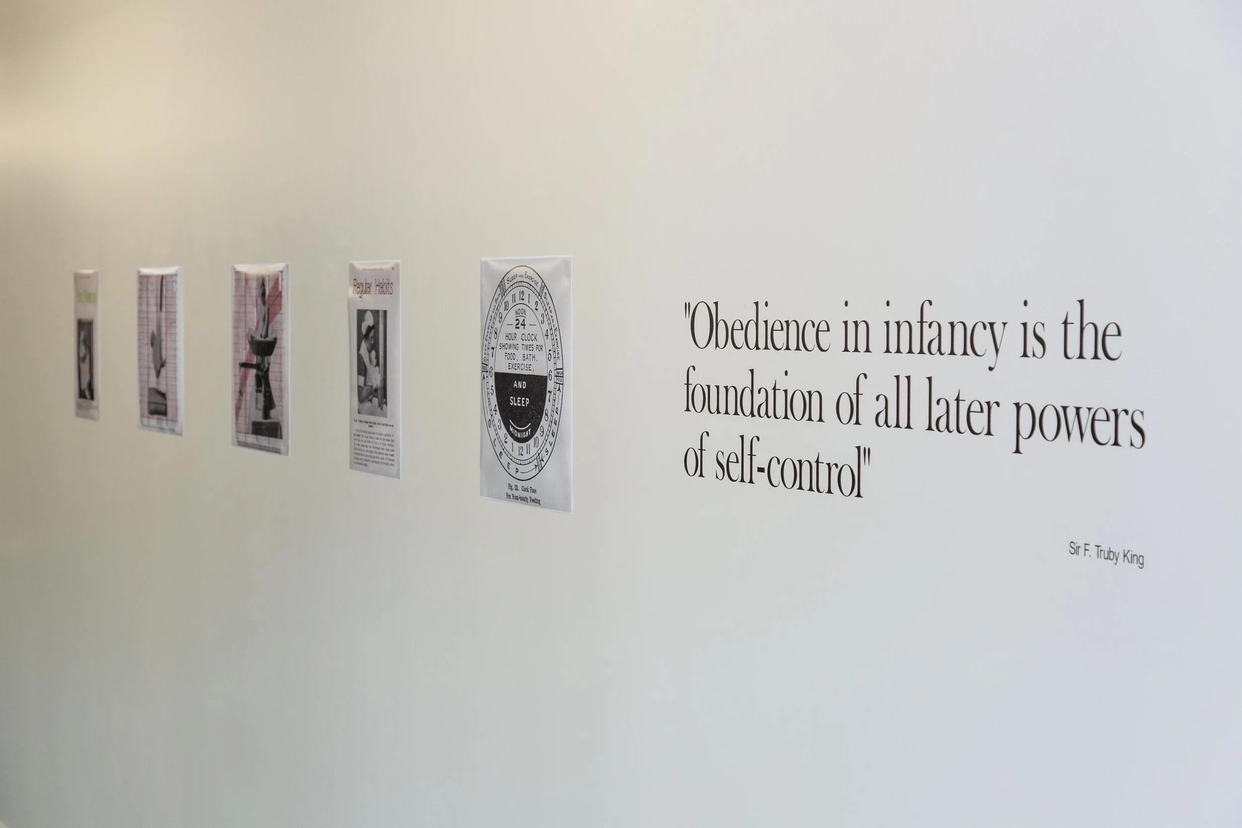 Section of the exhibition which questioned Sir Frederic Truby King's controversial ideologies.