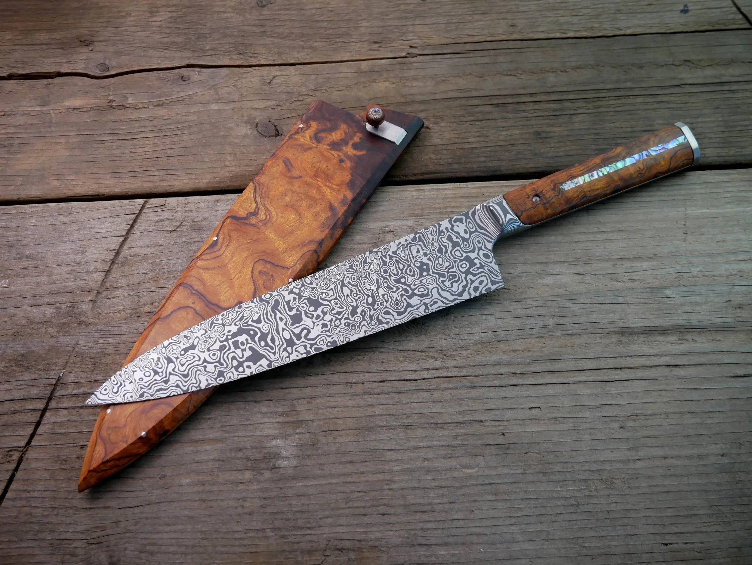 Custom Stainless Damascus Full Tang Integral