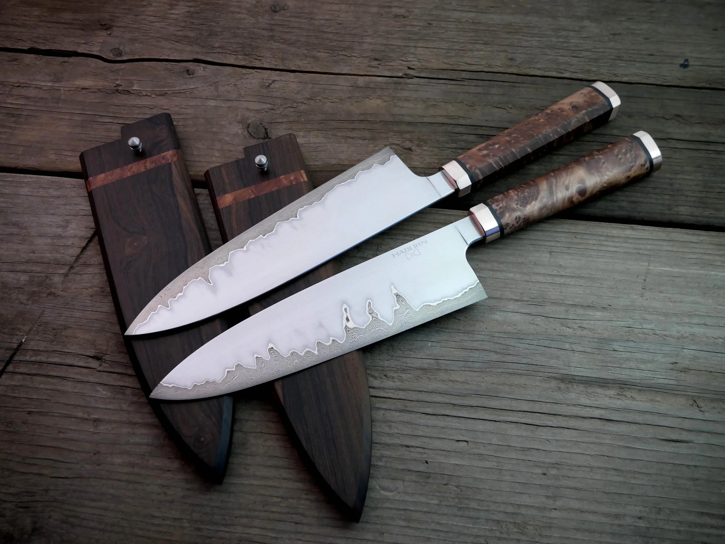 Custom Stainless San Mai Gyuto Set