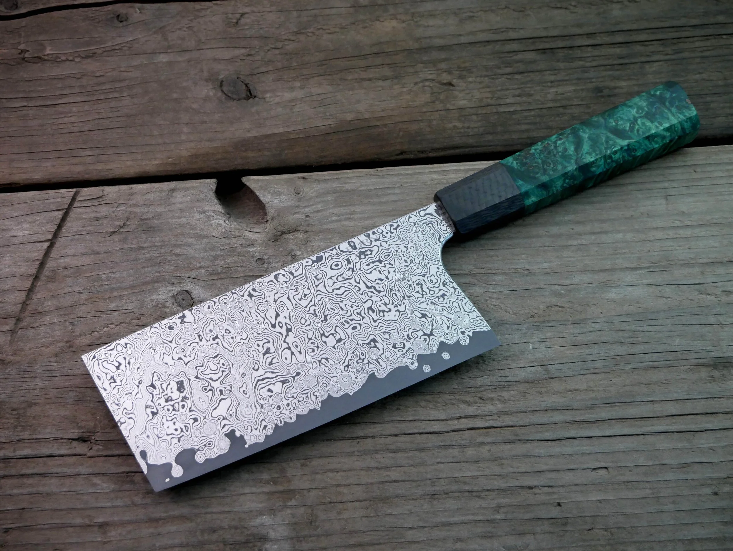 Custom Stainless Damascus San Mai Vegatable Cleaver