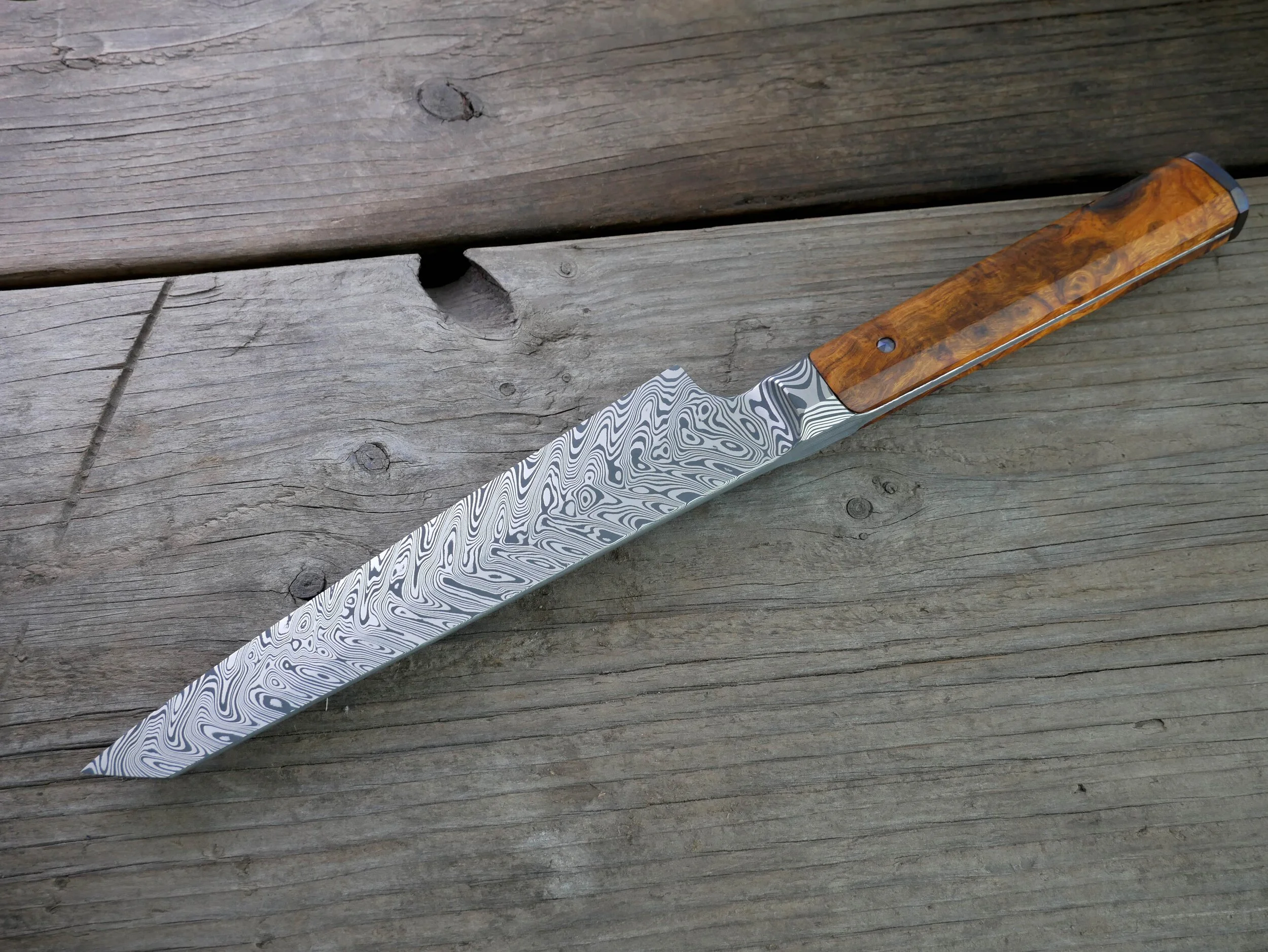 Custom Stainless Damascus Full Tang Integral Honesuke