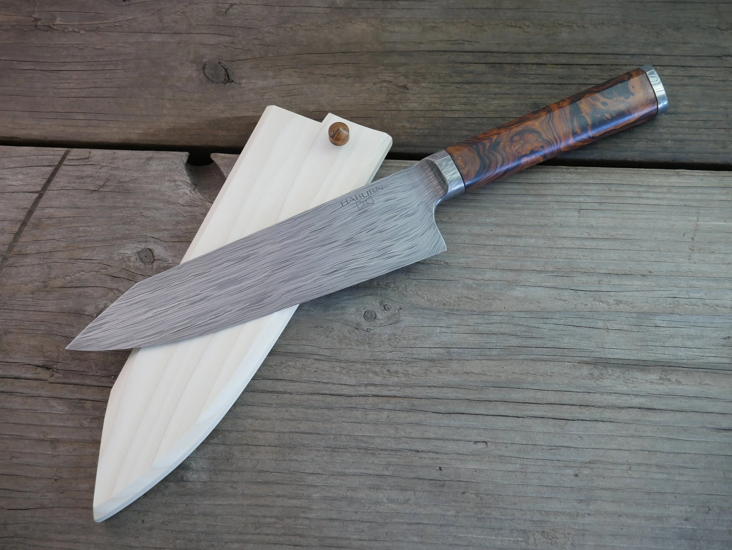 Custom Damascus Integral K-Tip and San Mai Chef