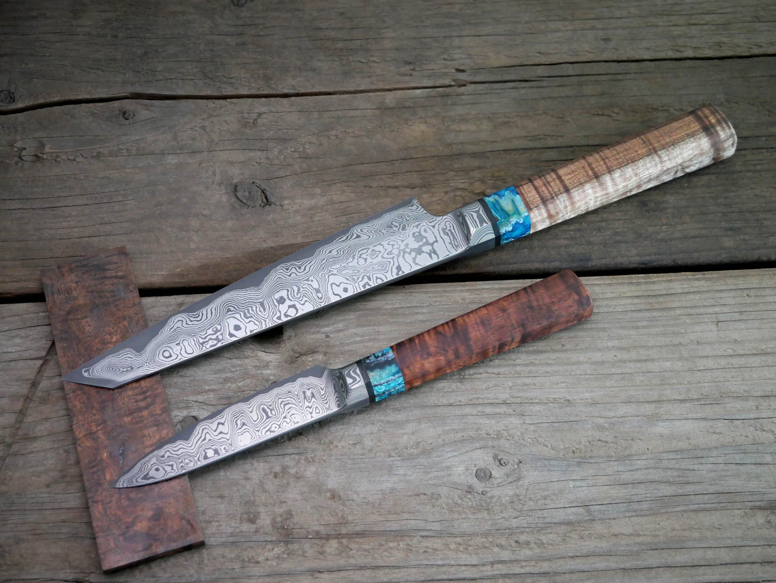 Custom Damascus San Mai Set