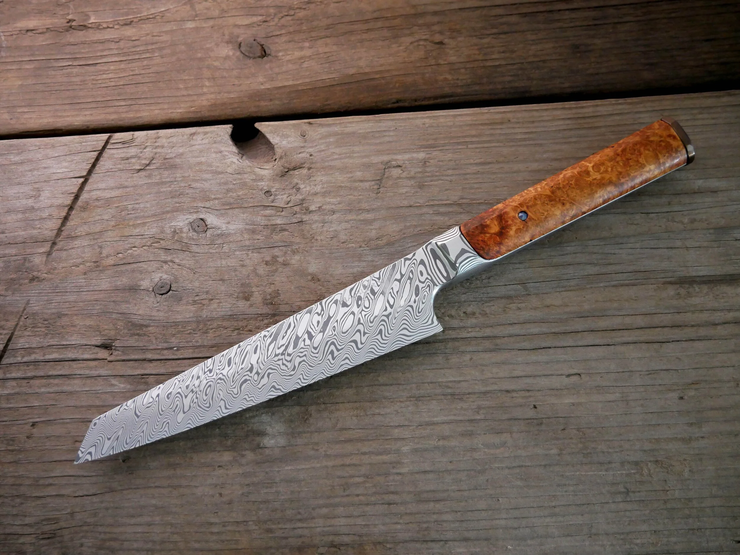 Custom Stainless Damascus Honesuki