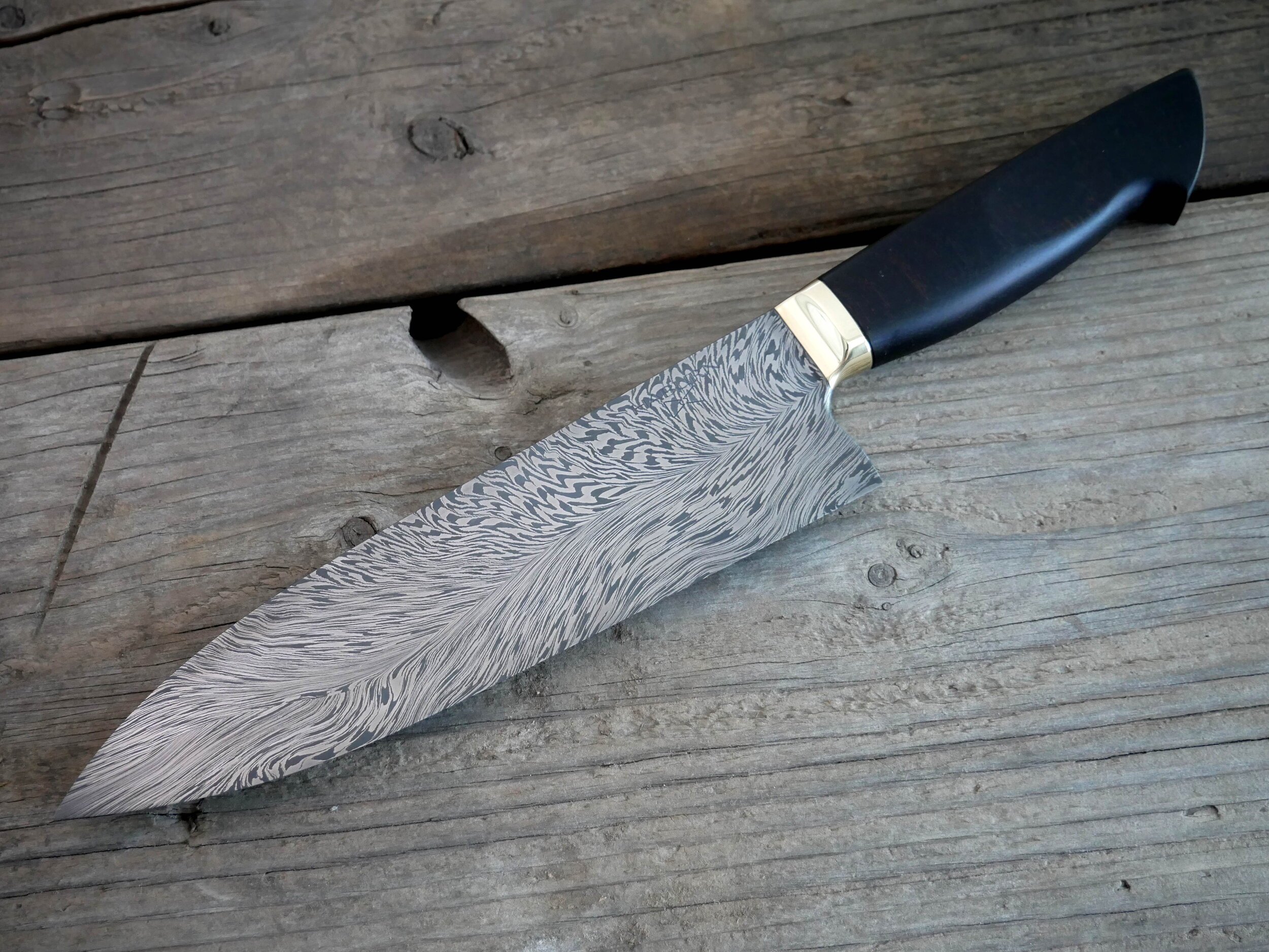 Custom Feather Damascus Western Gyuto