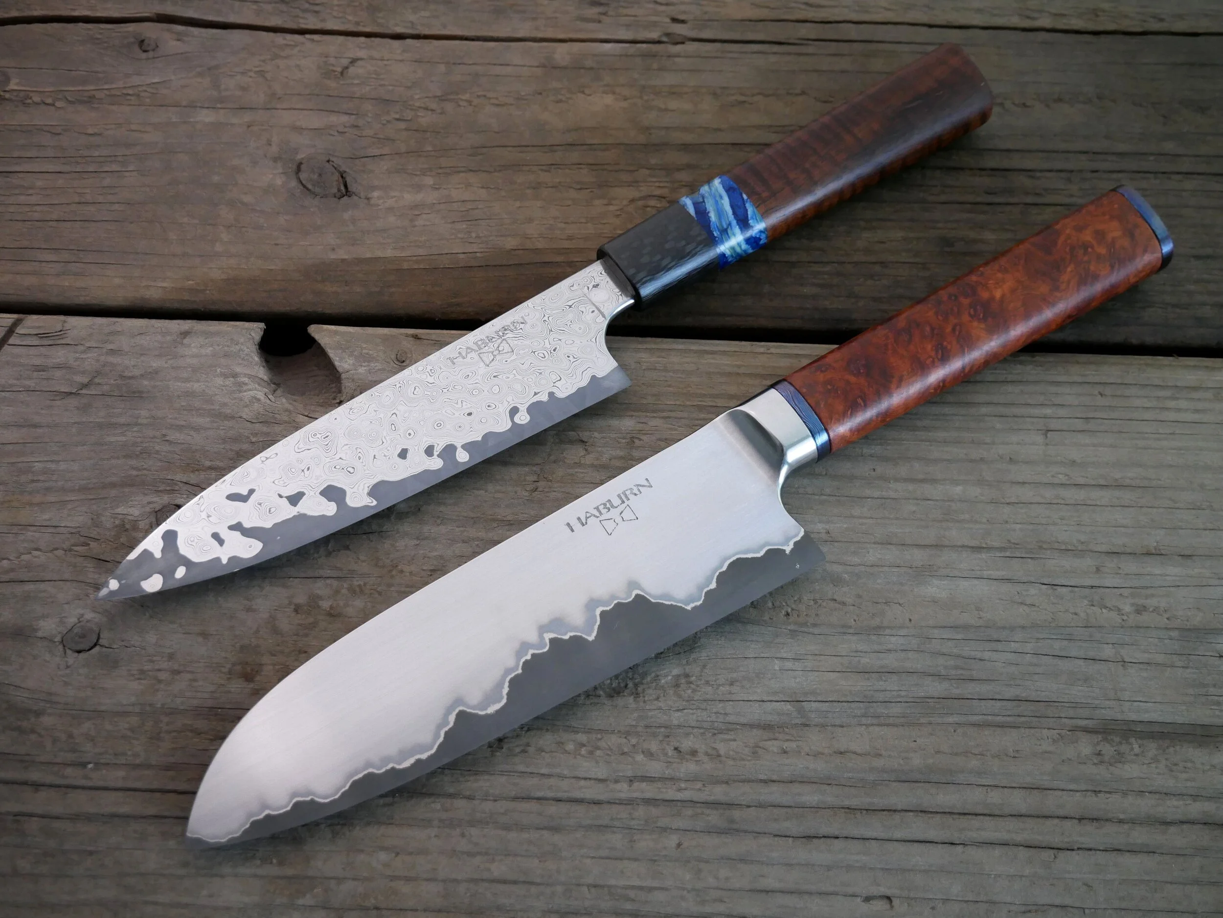 Custom Stainless San Mai Integral and Stainless Damascus San Mai Petty