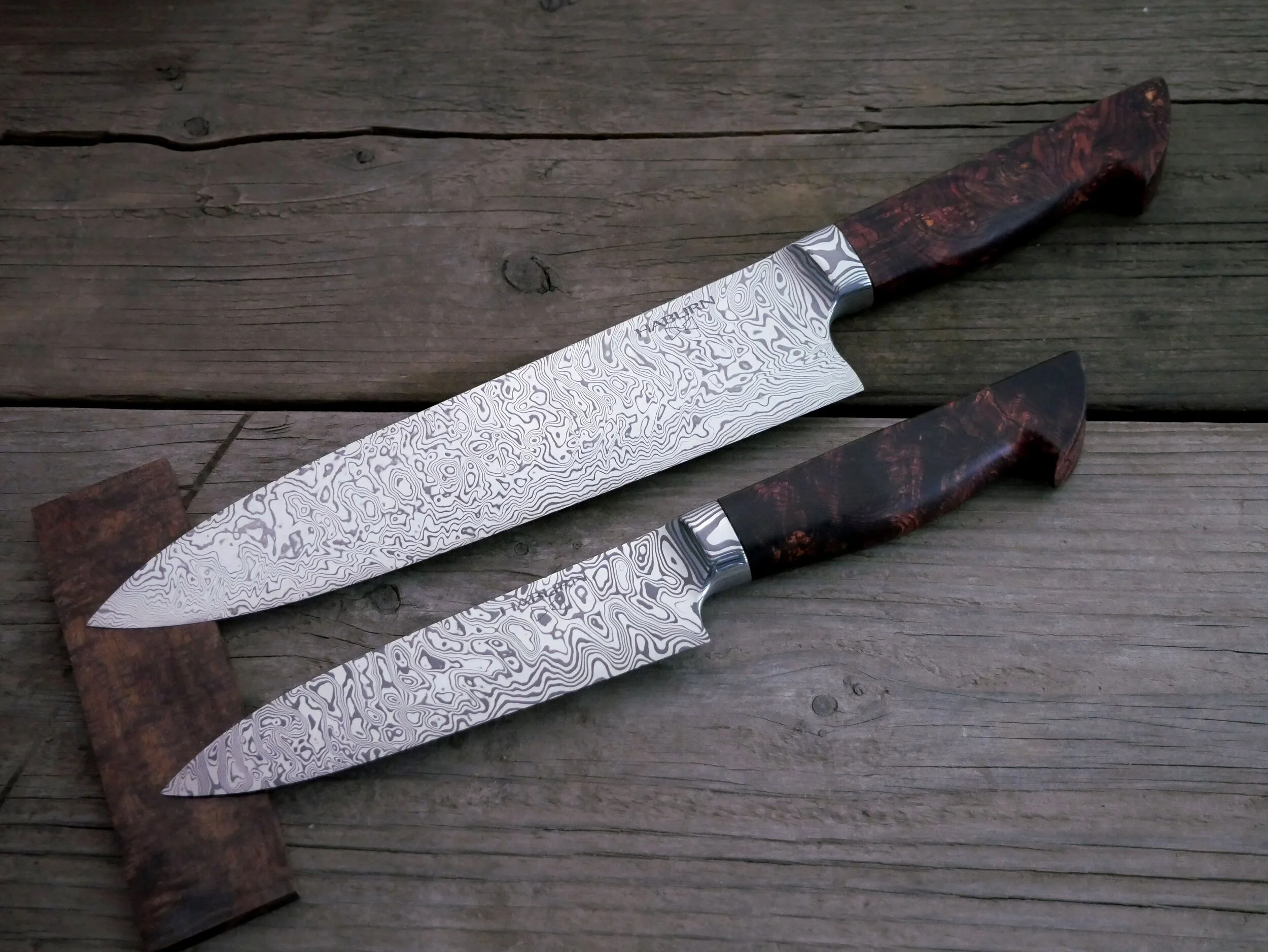 Custom Stainless Damascus Integral Set