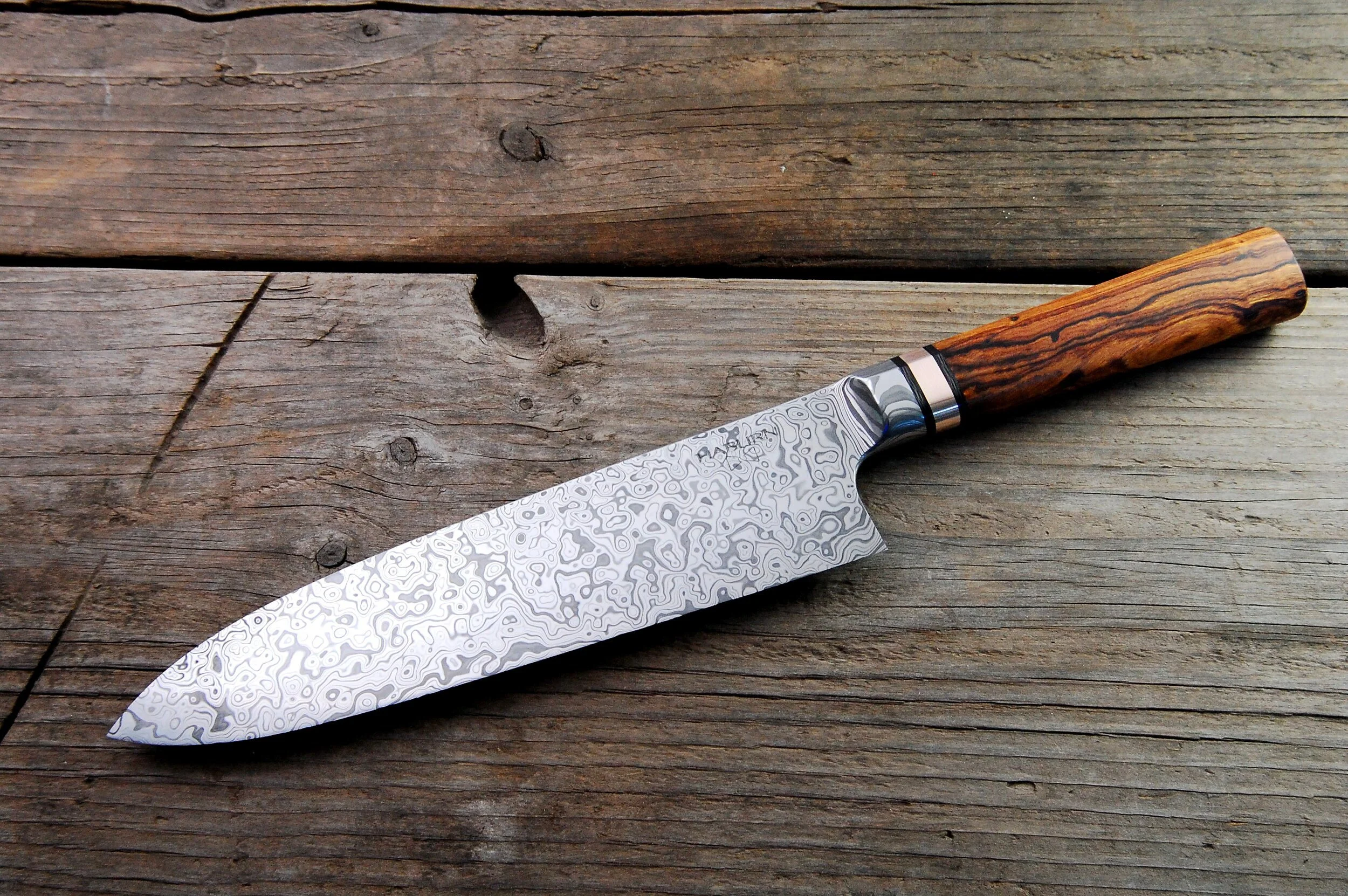 Custom Stainless Damascus Integral Gyuto