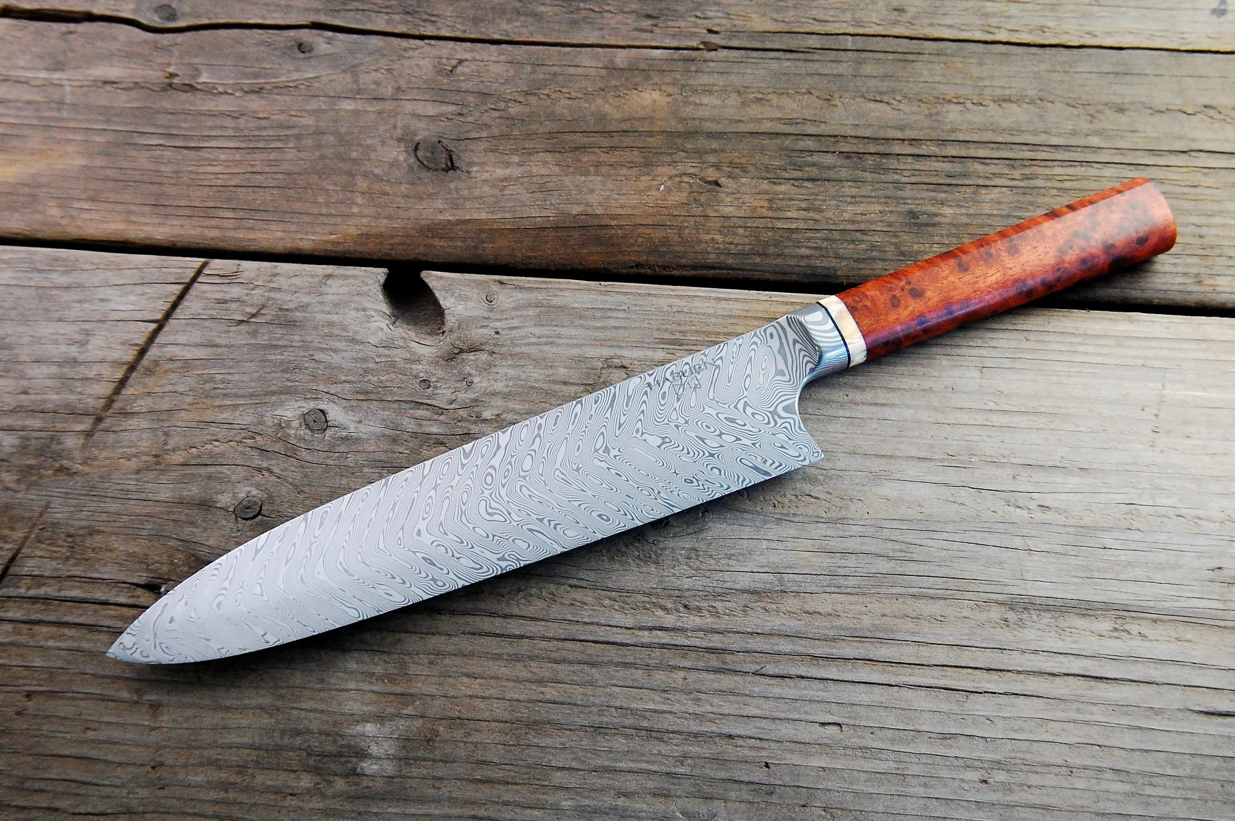 Custom Stainless Damascus Integral Gyuto