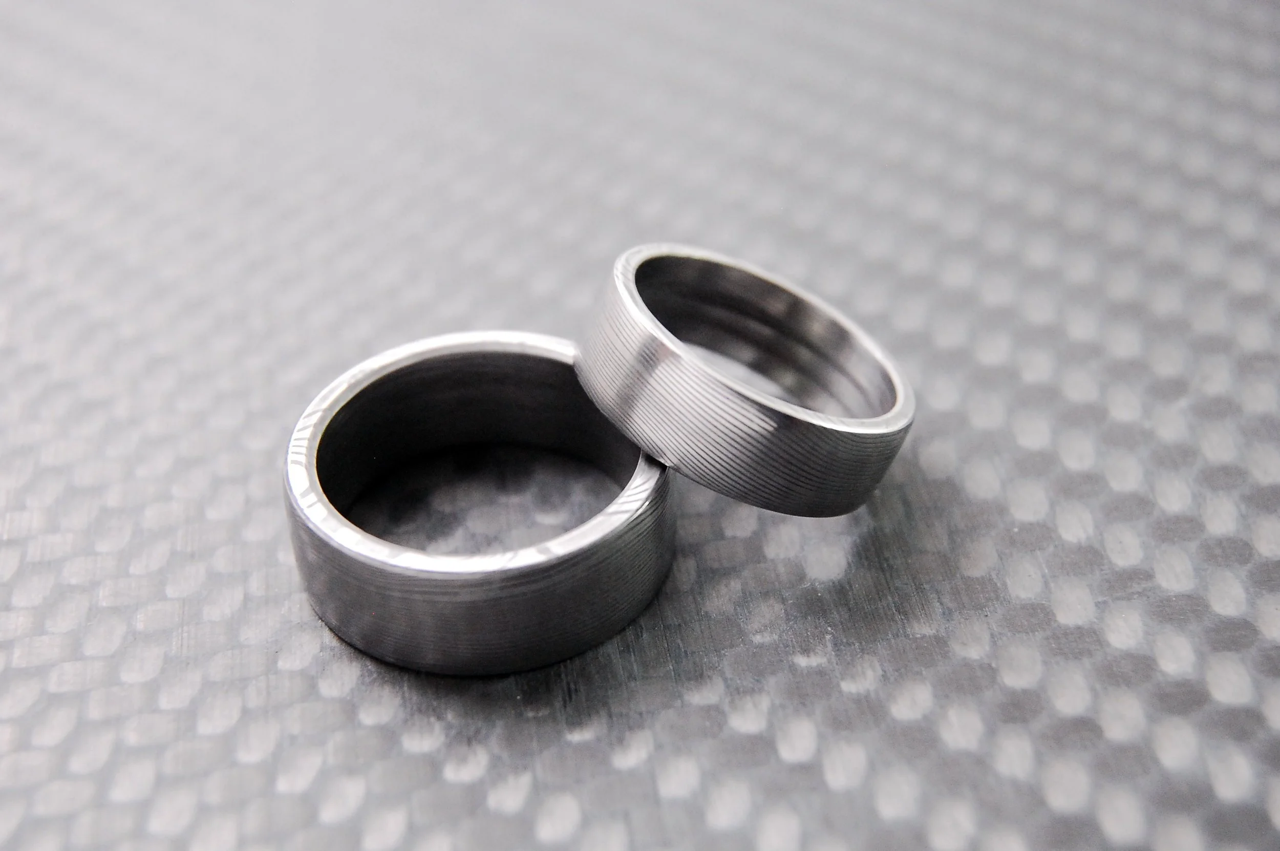 Custom Stainless Damascus Wedding Bands