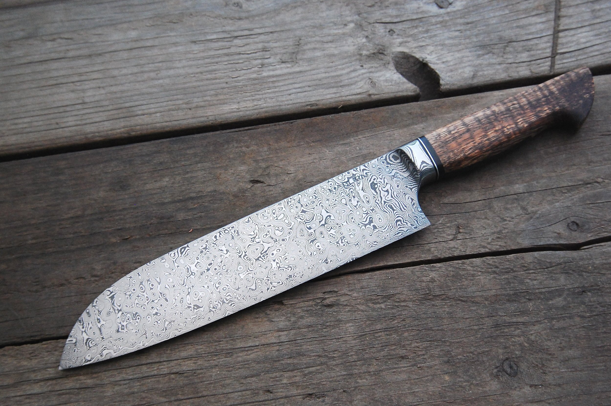 Custom Integral Damascus Santoku