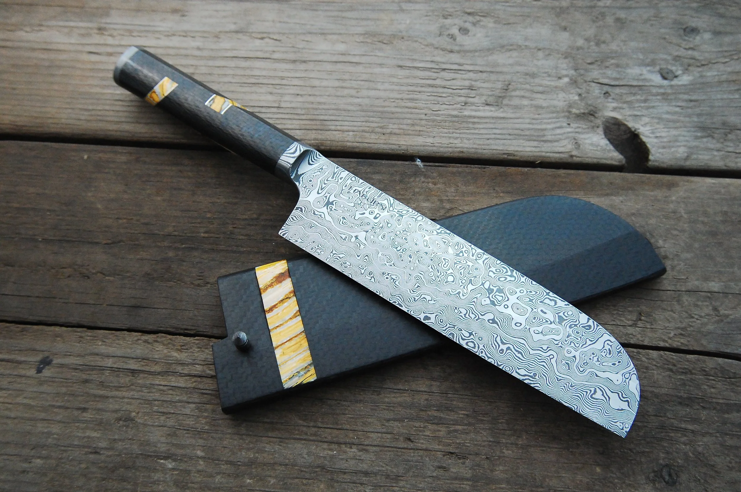 Custom Damascus Usuba Kamagata