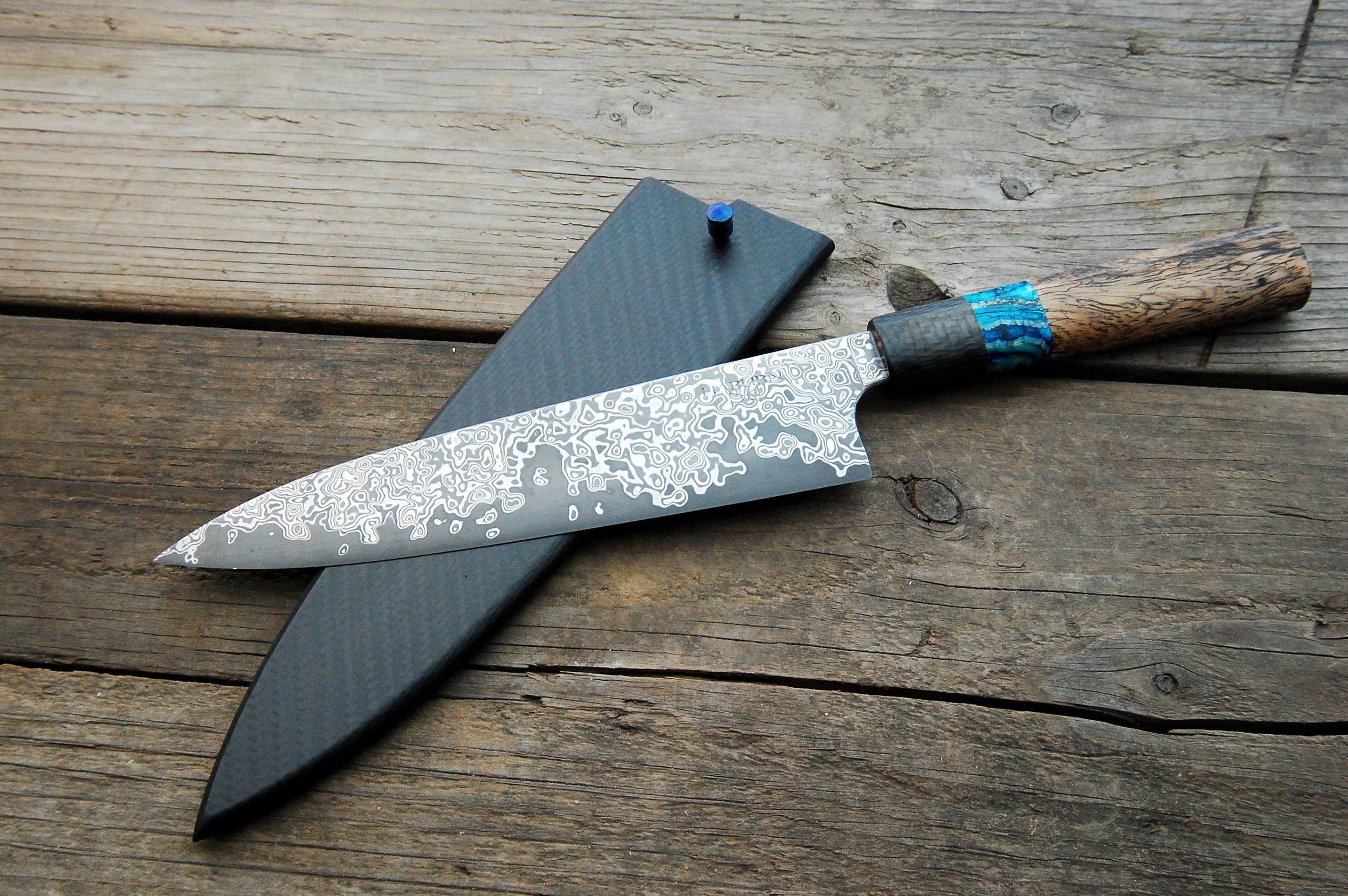 Custom Stainless Damascus San Mai Gyuto