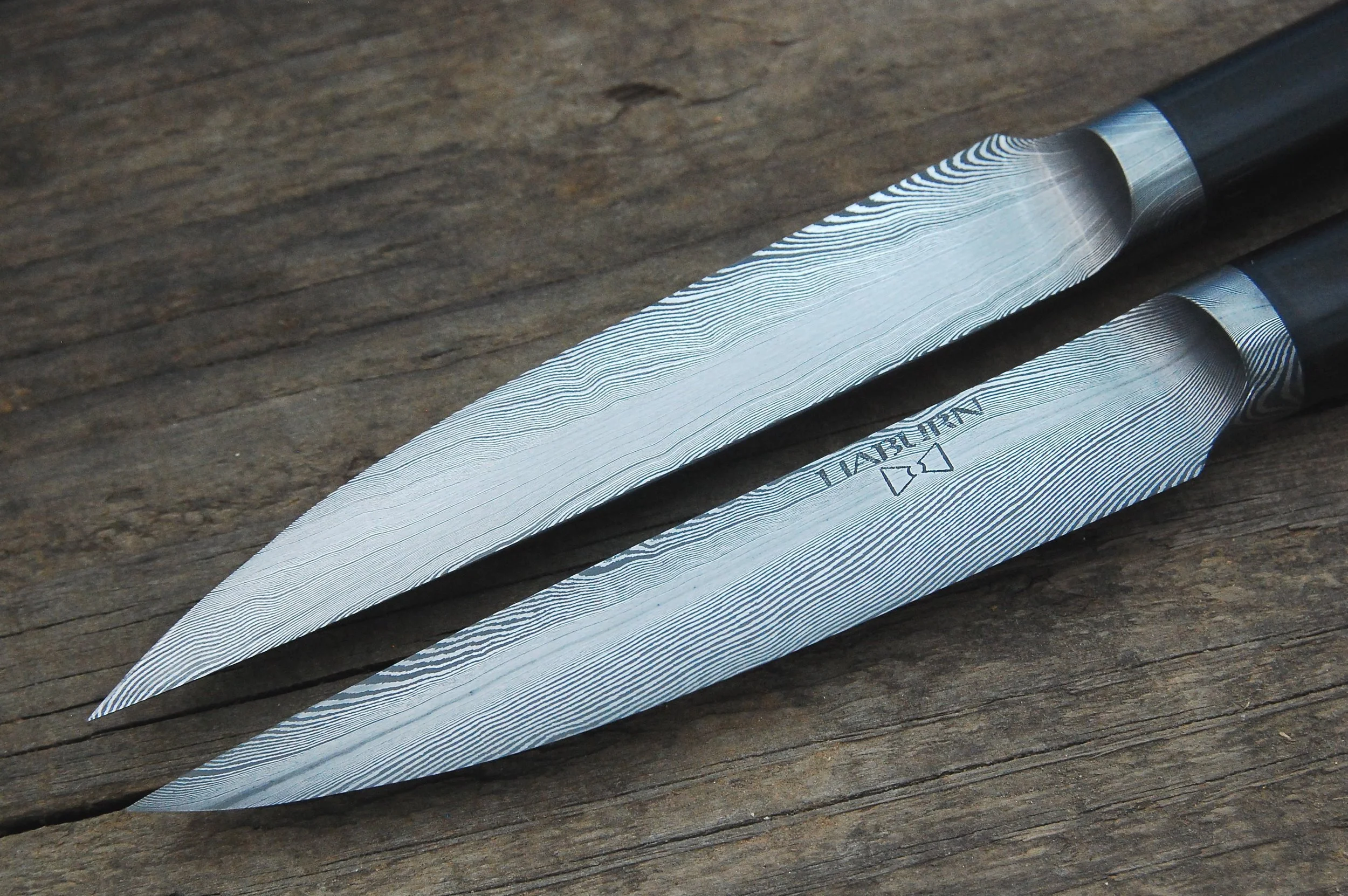 Custom Damascus Steak Knife Set Detail