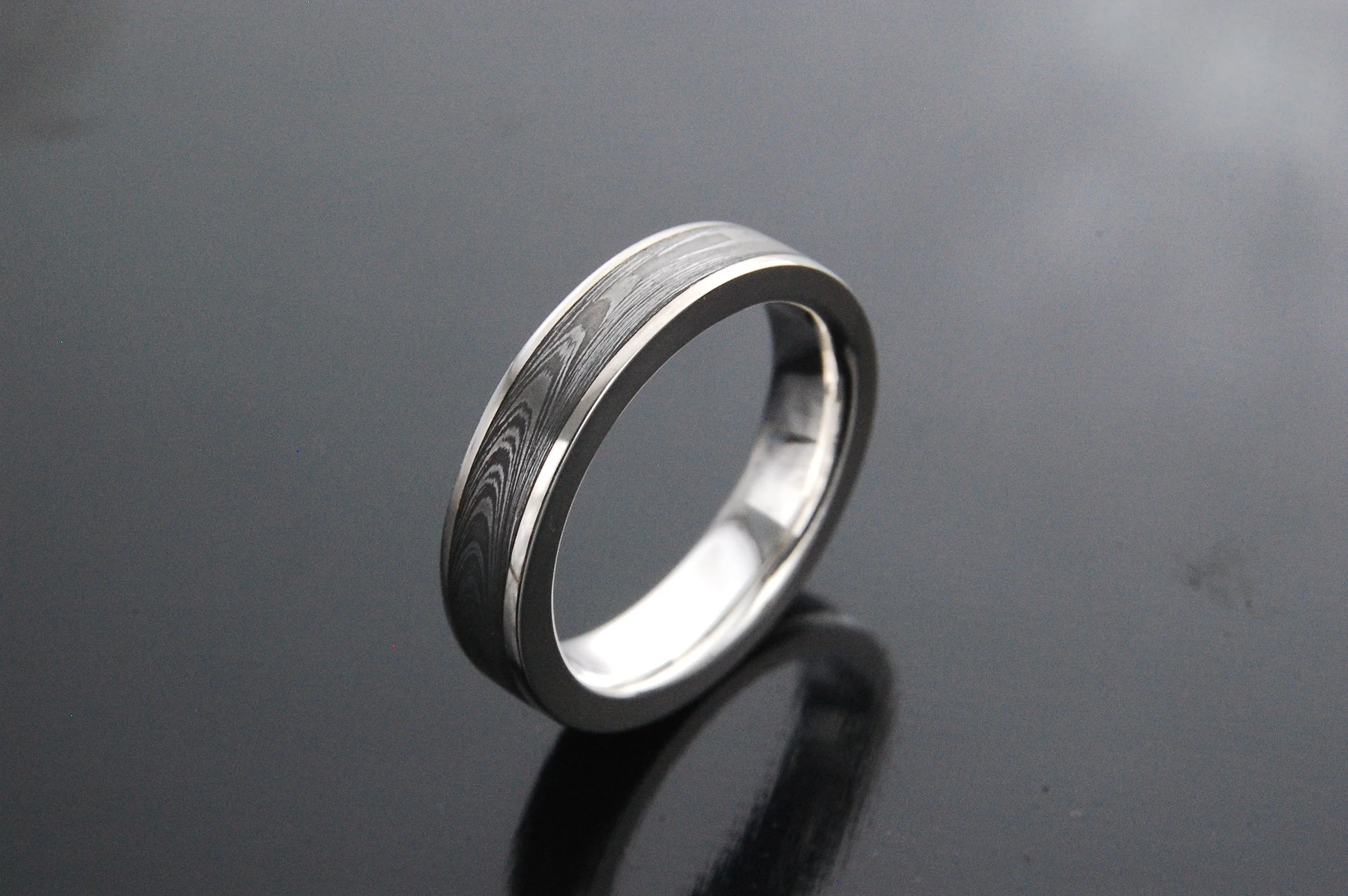 Custom Ring - Damascus Wrapped in Silver