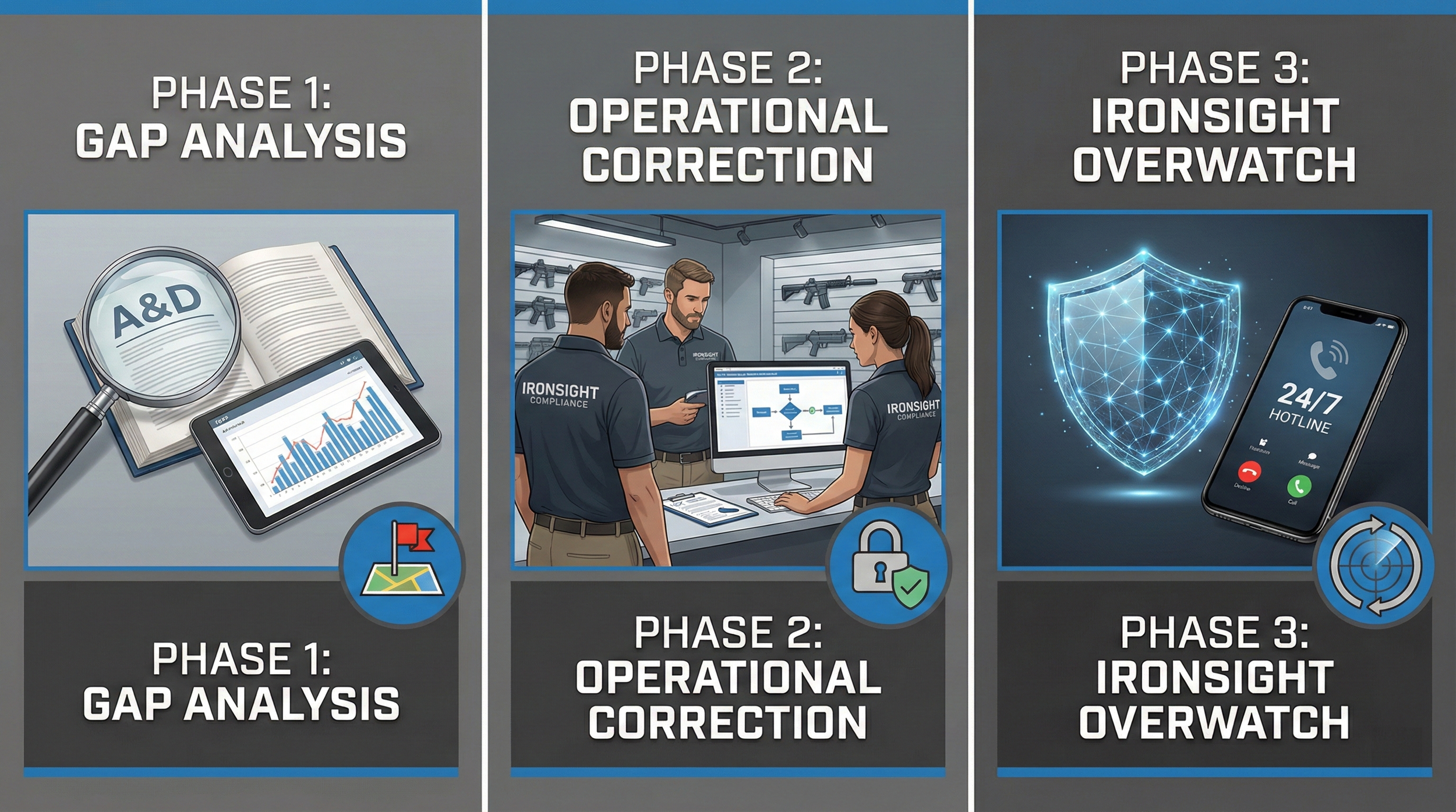 Picture of the Ironsight Shield Framework's Three Phases
