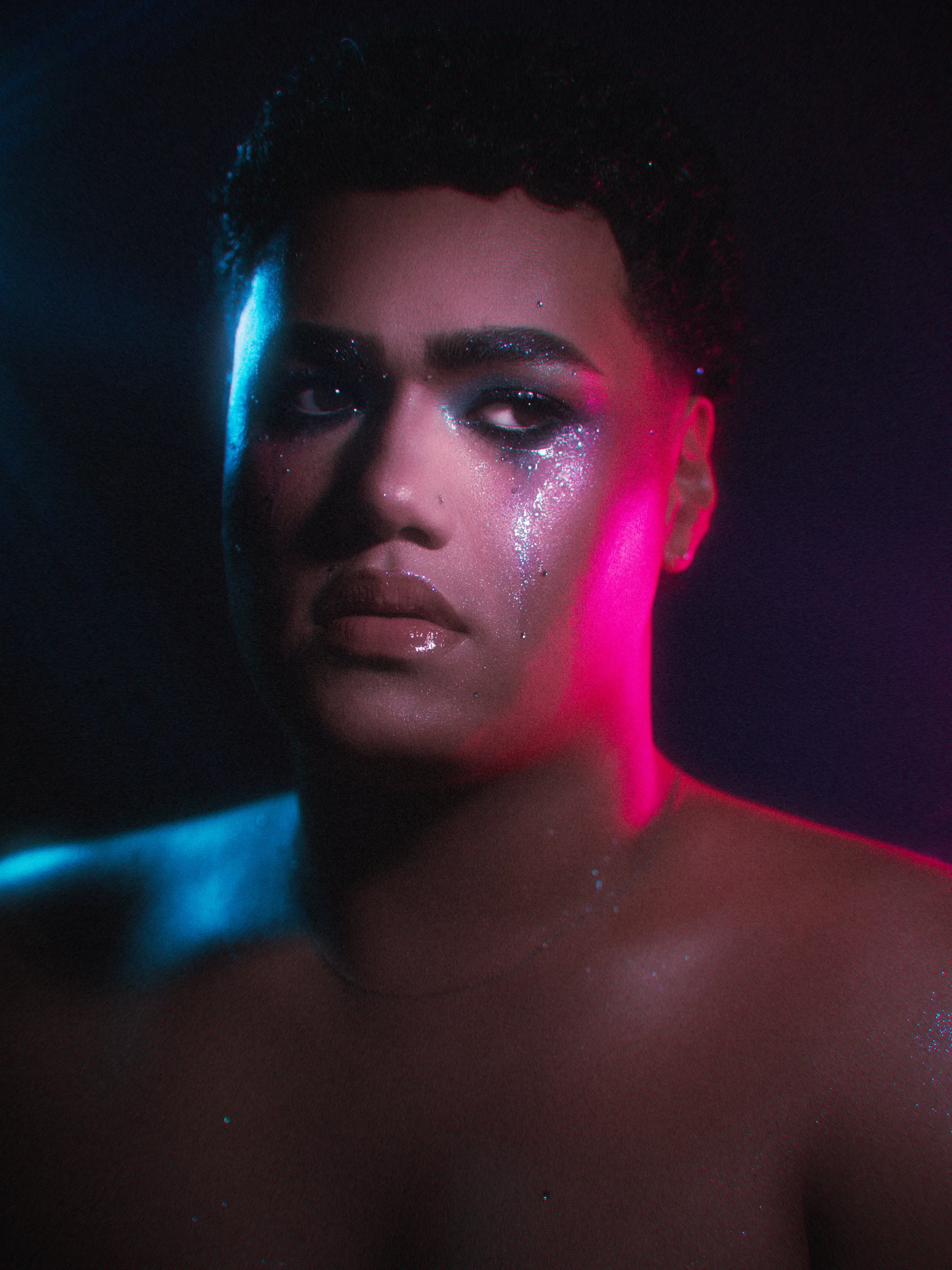 Kylee De Thier promoting Season 3 of Euphoria on NEON New Zealand with a glitter Donni Davy inspired purple and blue makeup look recreating "Rue's Tears" by Zendaya.