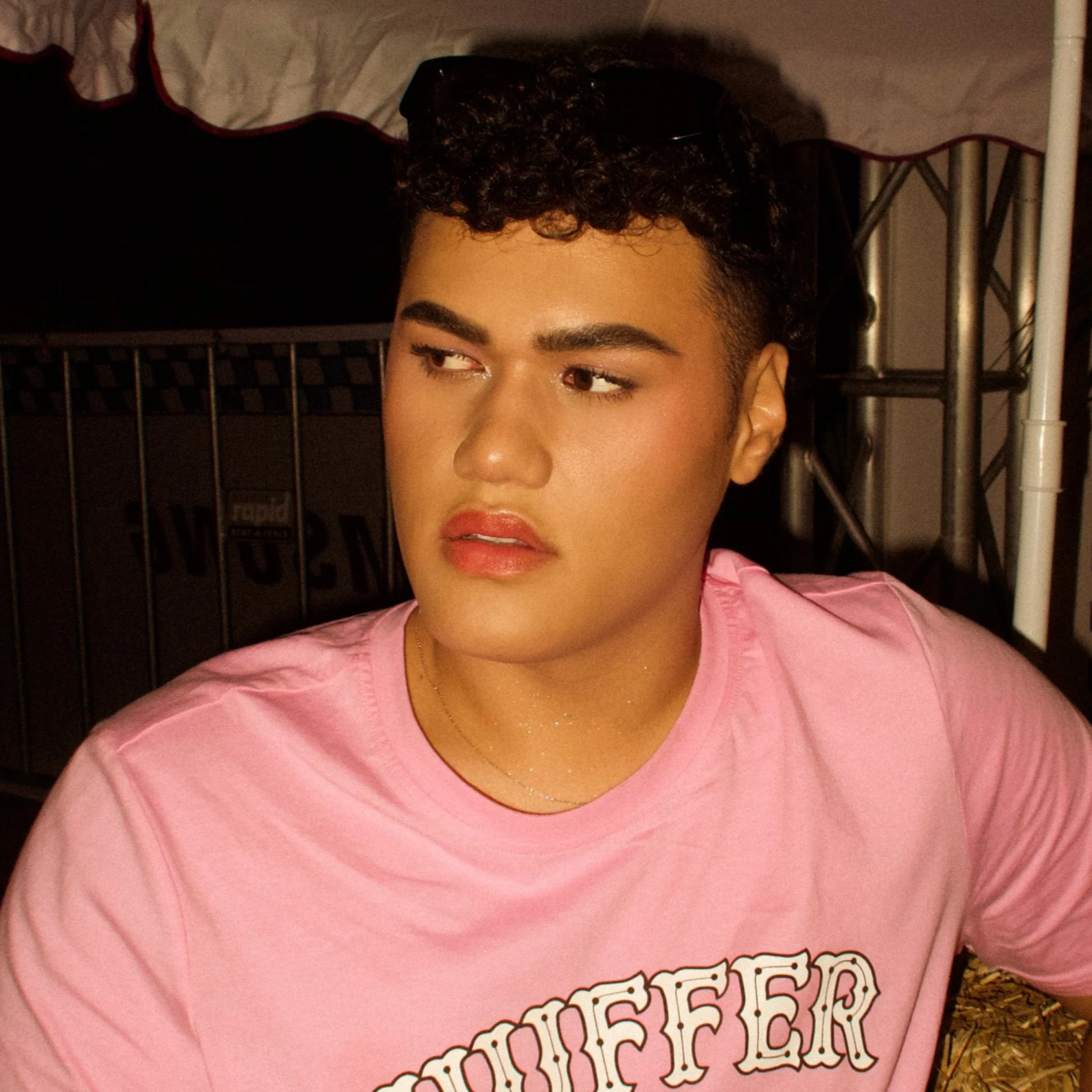 Kylee De Thier in a pink Huffer shirt for Red Bull Valentines 2025