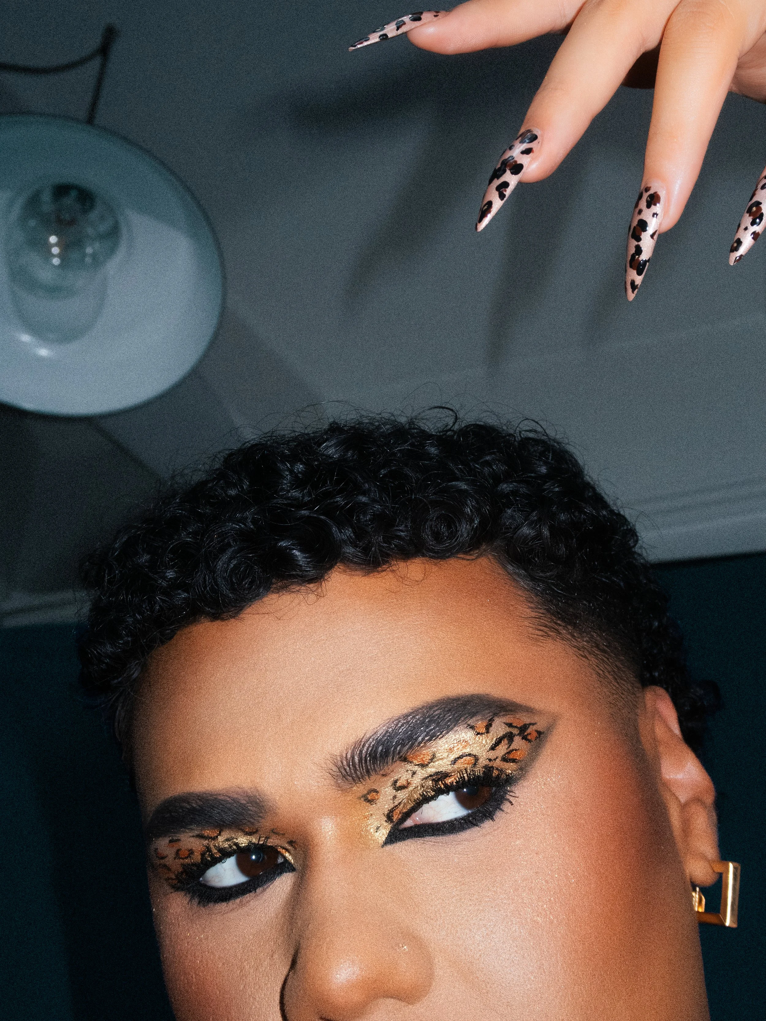 Kylee De Thier in a Leopard print eyeshadow makeup look inspired by Beyoncé's Kitty Kat, celebrating B'Day's 20th anniversary