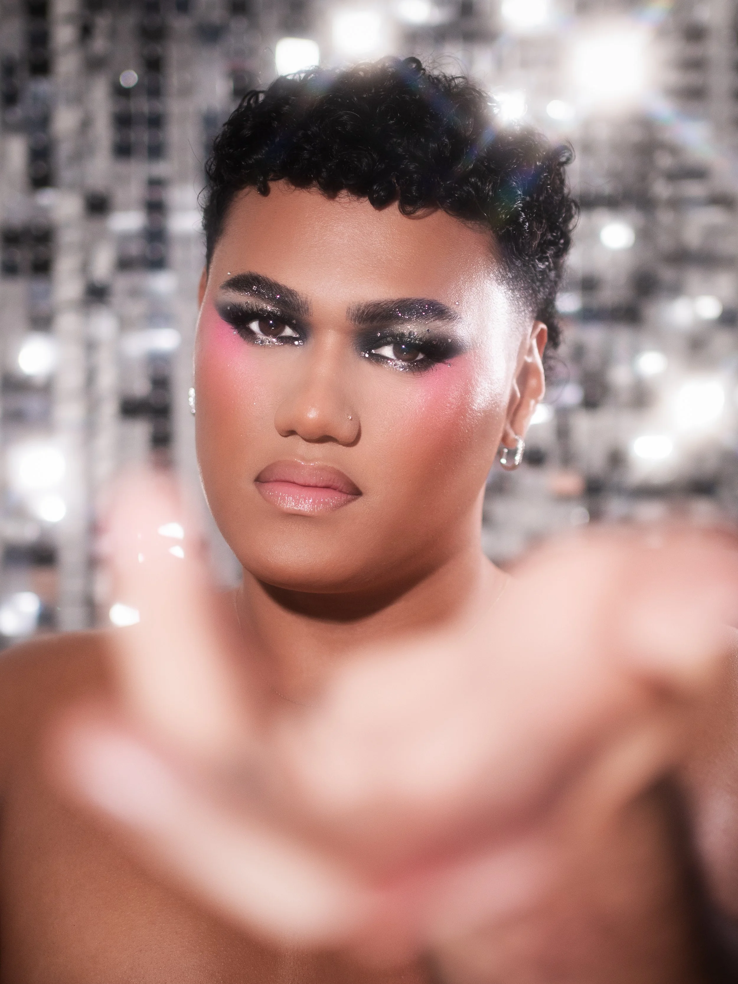 Disco-glam glitter editorial makeup shoot inspired by CUFF IT by Beyoncé, celebrating 4 years of RENAISSANCE. Makeup artistry, photography, cinematography, post-production and creative direction by Māori New Zealand (Aotearoa) content creator and inf