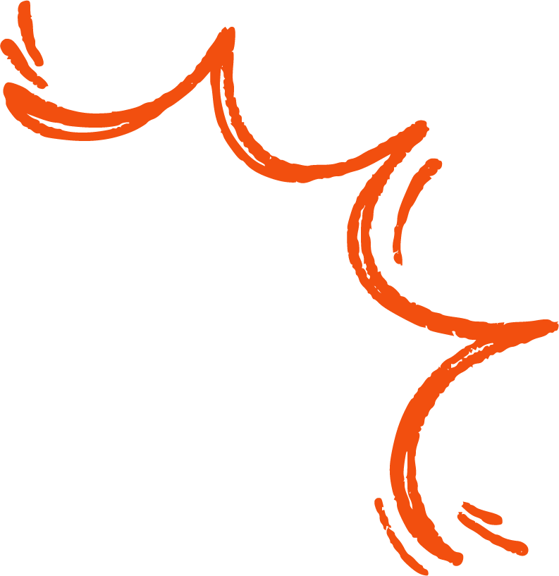 Red-orange stylized curly lines on a black background.
