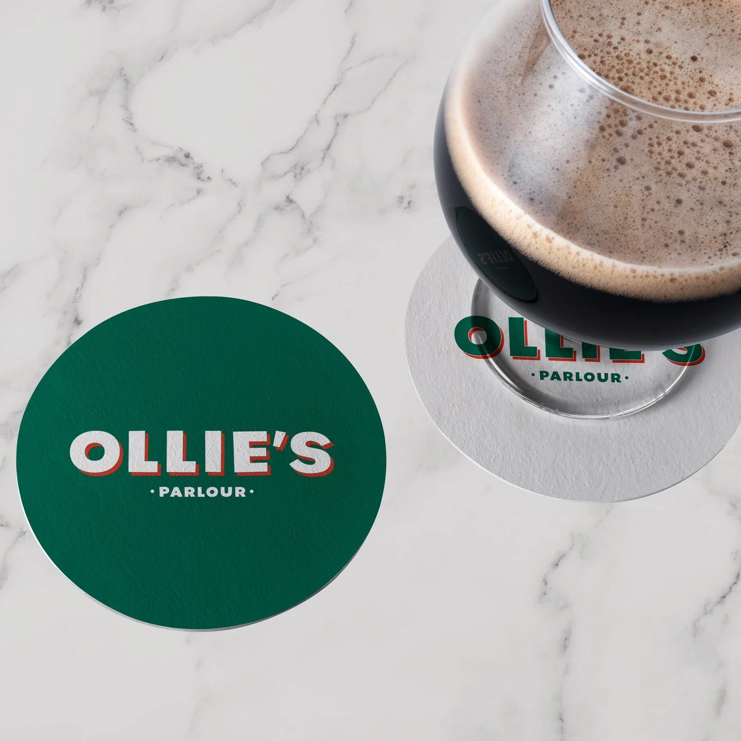 Identity for Ollie's Parlour - drop in for refreshments after you've been bowling at @live_wire_ent Birkenhead 🍻🎳