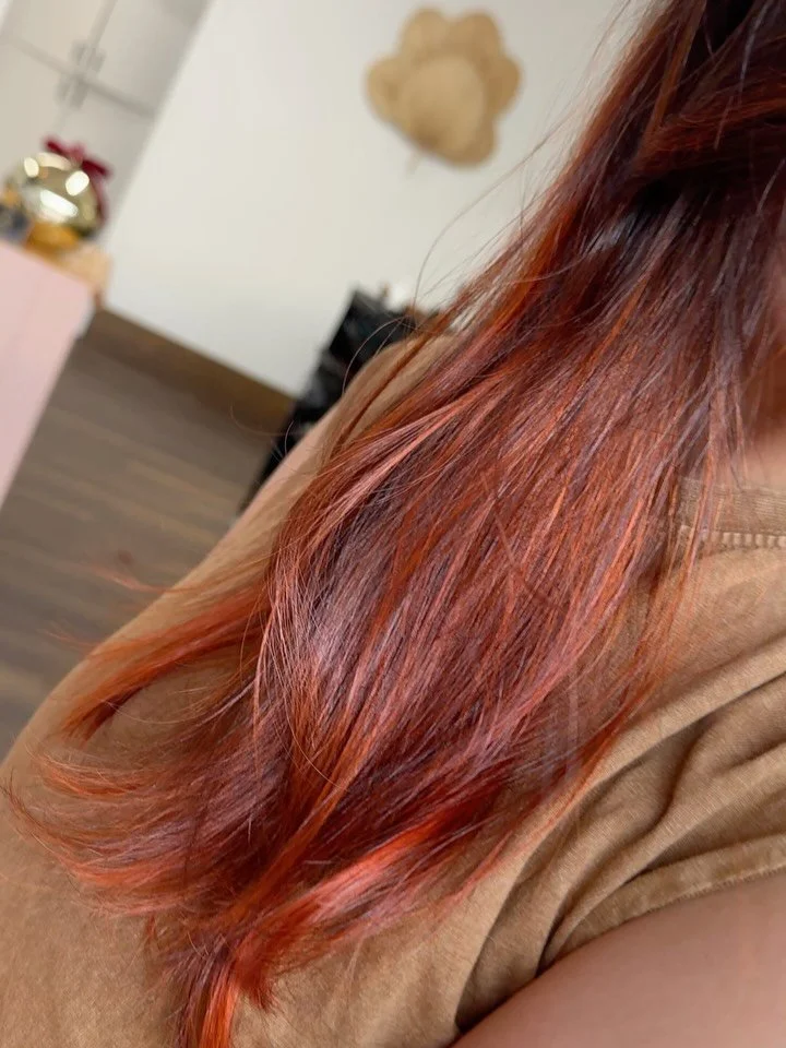 First time colour &amp; kept it fun but wearable 🤍🧡🤍

For her very first colour, she wanted something vivid and exciting, but still soft and easy to live with. Working in fine sections, I gently lifted through the ends, kept depth at the root, and