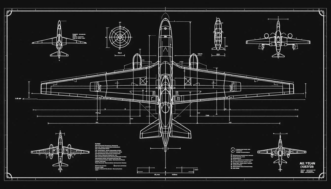 Aircraft engineering blueprints.