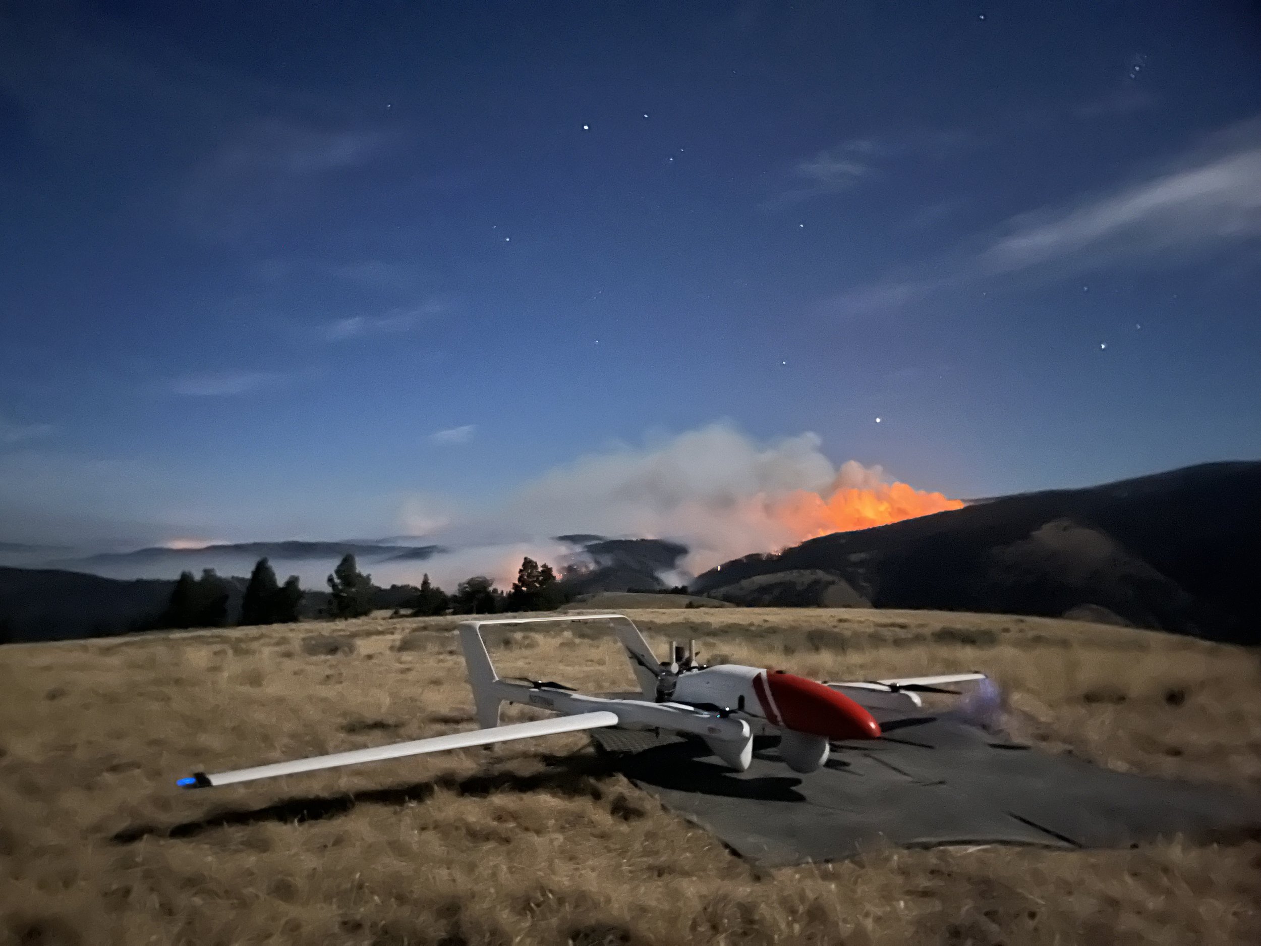 UAS deployed to a mountainous wildfire.