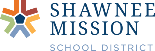 Logo of Shawnee Mission School District with a colorful geometric emblem