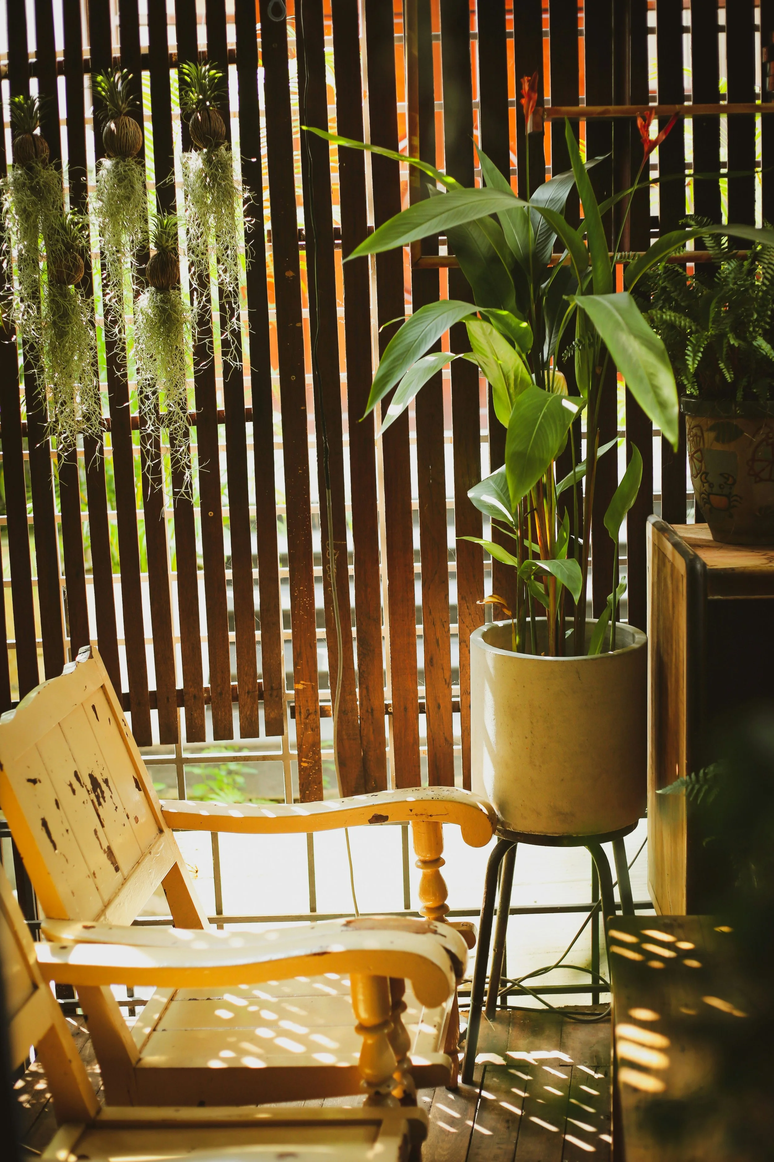Wooden chair on porch