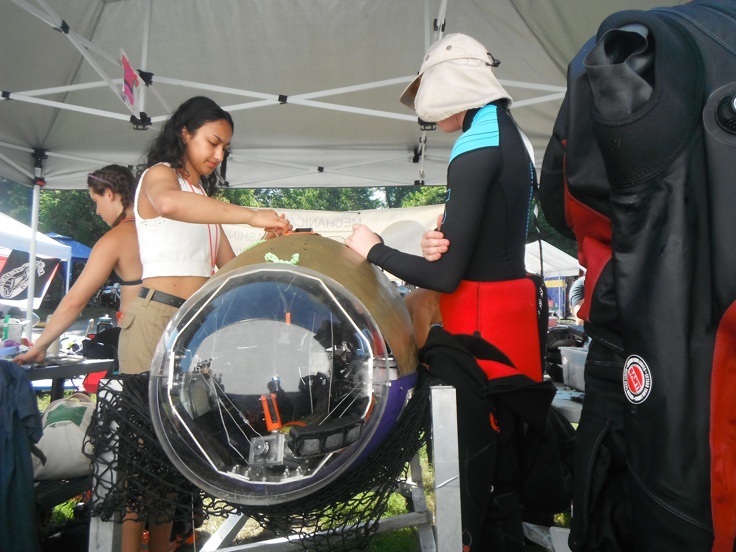Two HPS members working on Subwoofer at ISR