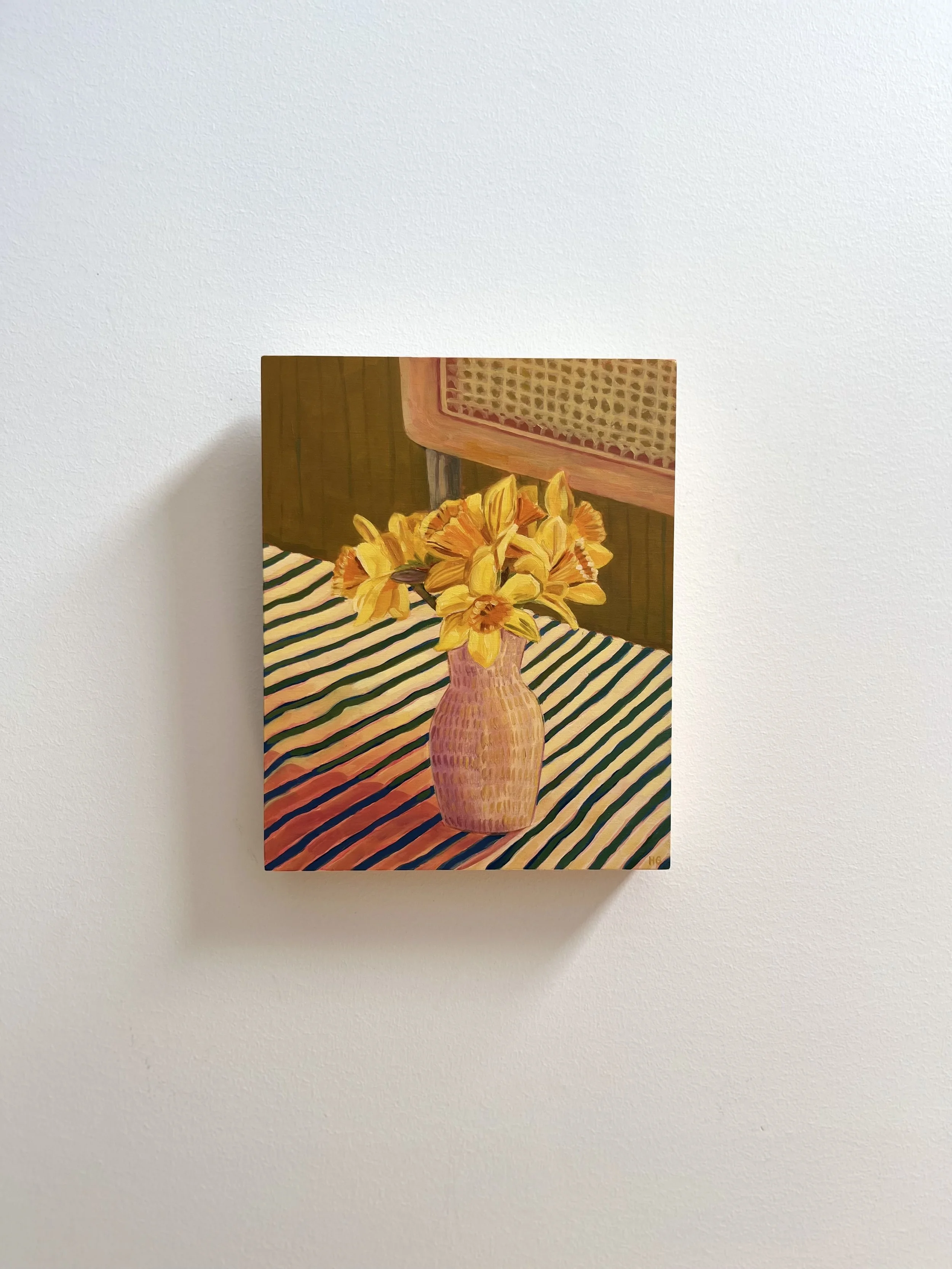 Daffodils on stripes