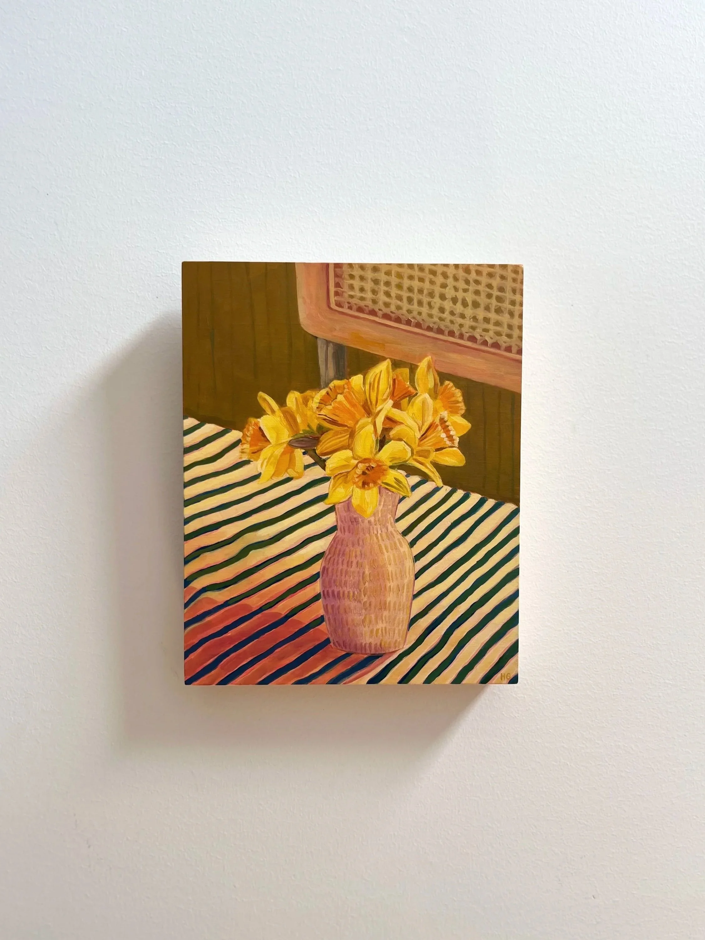 Daffodils on stripes