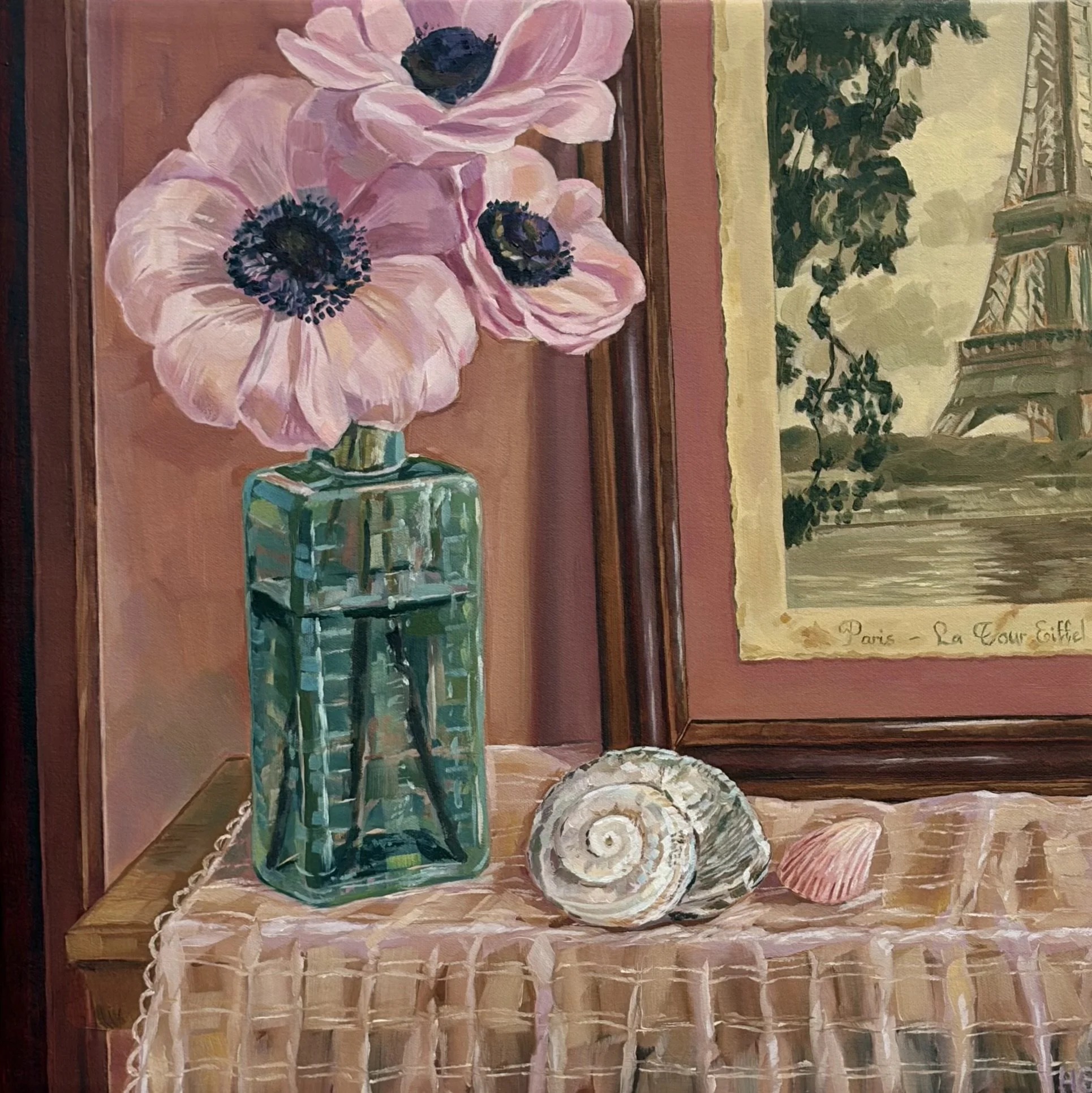 still life with anemones, 30x30cm, oil on canvas, 2026