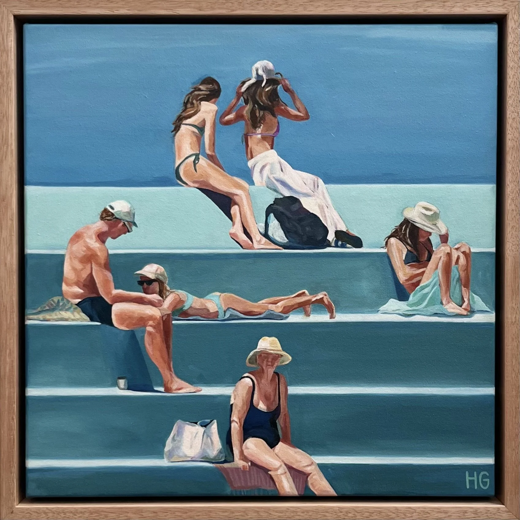 turquoise steps, oil on canvas, 30x30cm, 2024 *sold*