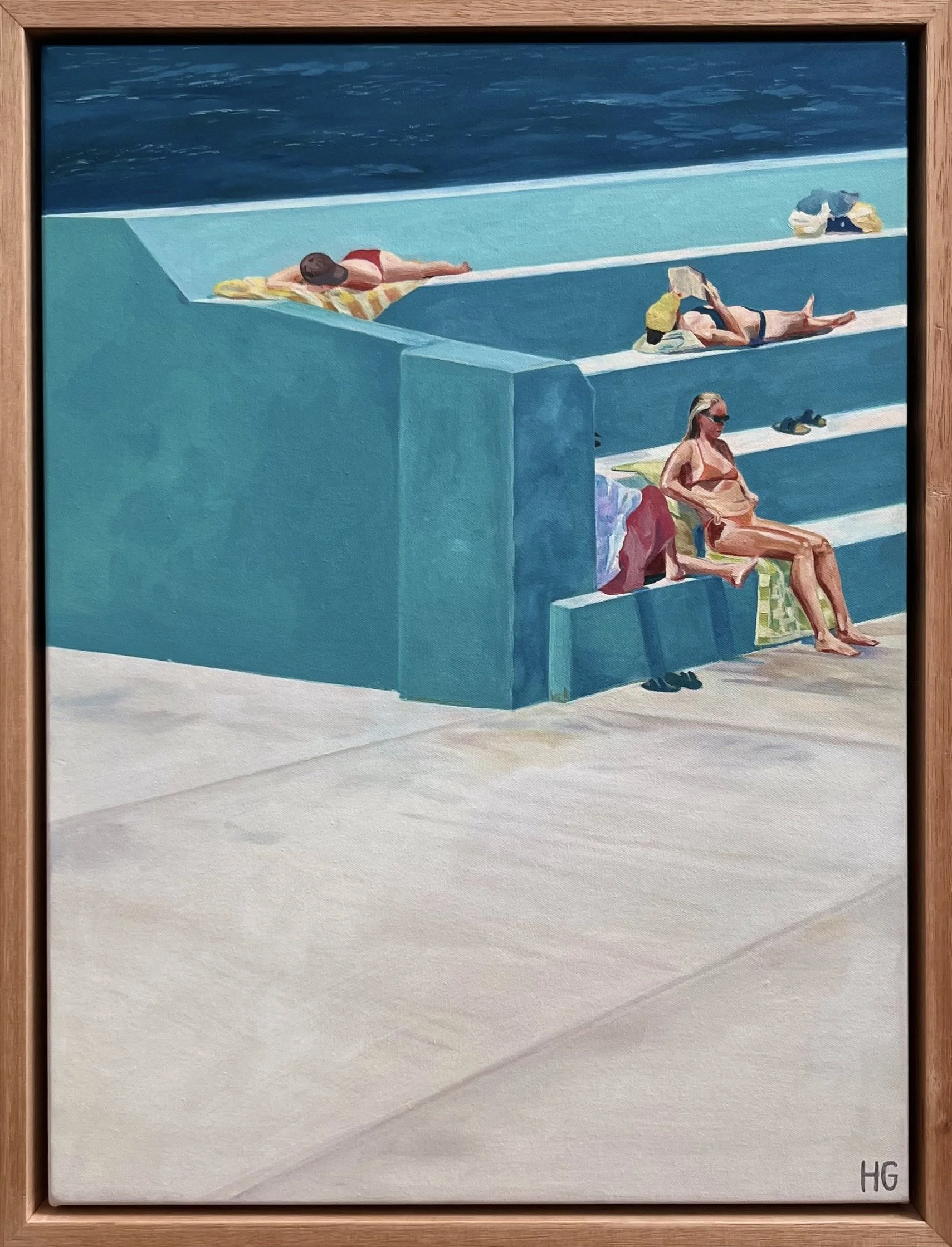 saturday sunbathing, oil on canvas, 30x40cm, 2024 *sold*