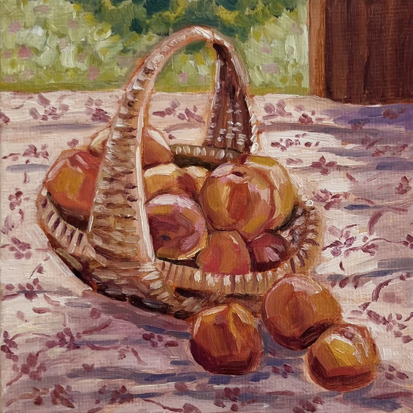 oil study (peaches in a basket), 4x4",  2026
