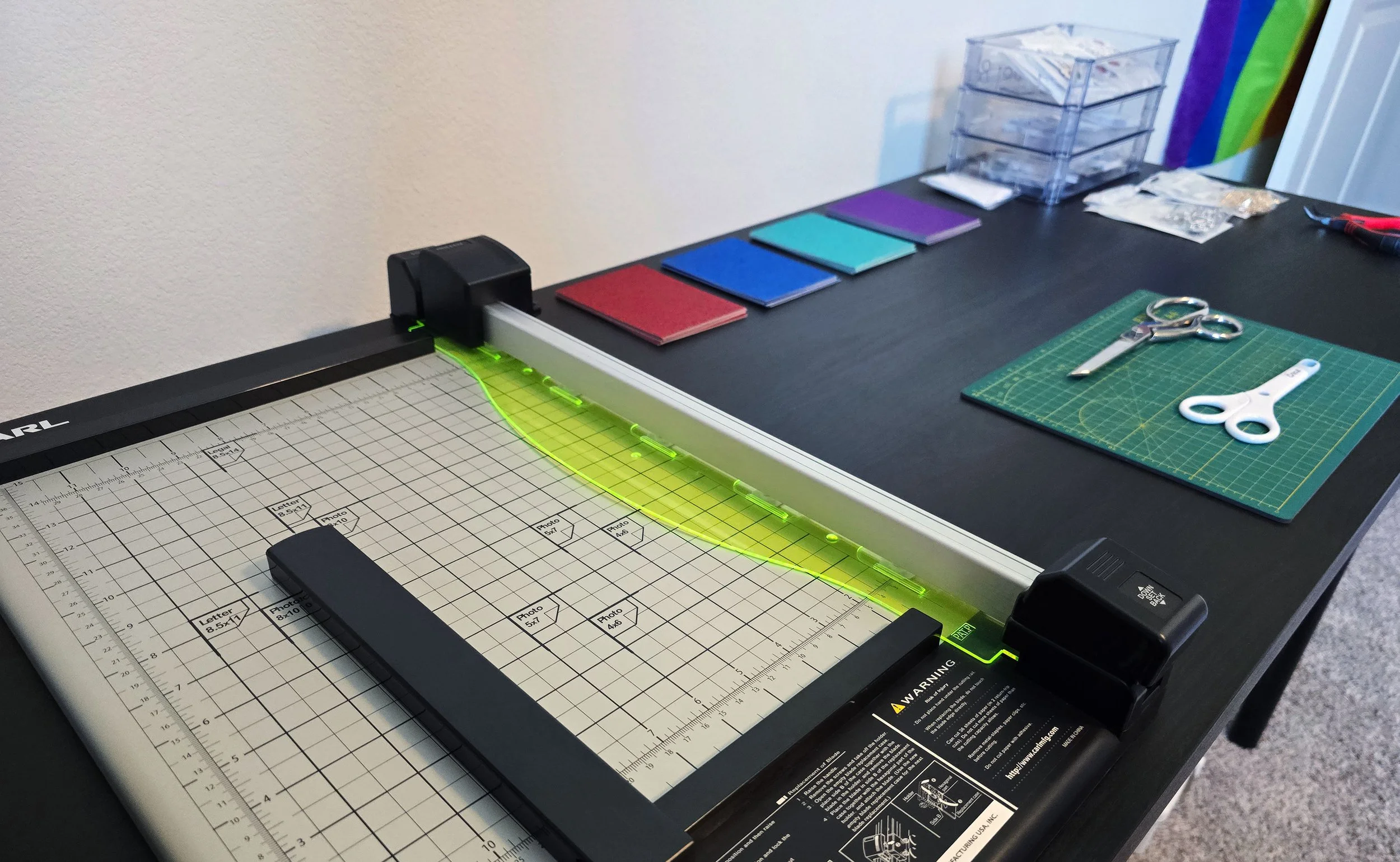 A work table for cutting, assembling, and packaging products