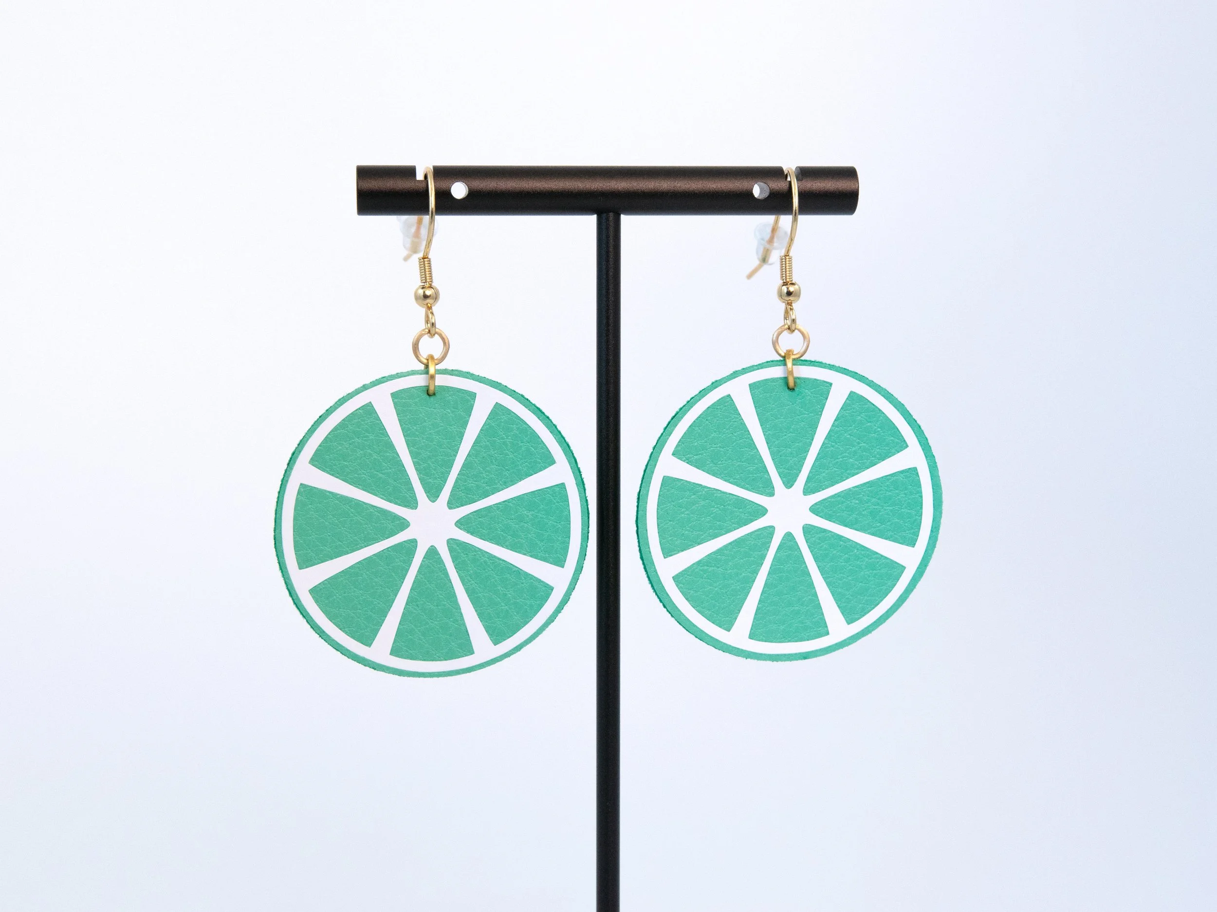 Faux Leather Earrings with Citrus Design