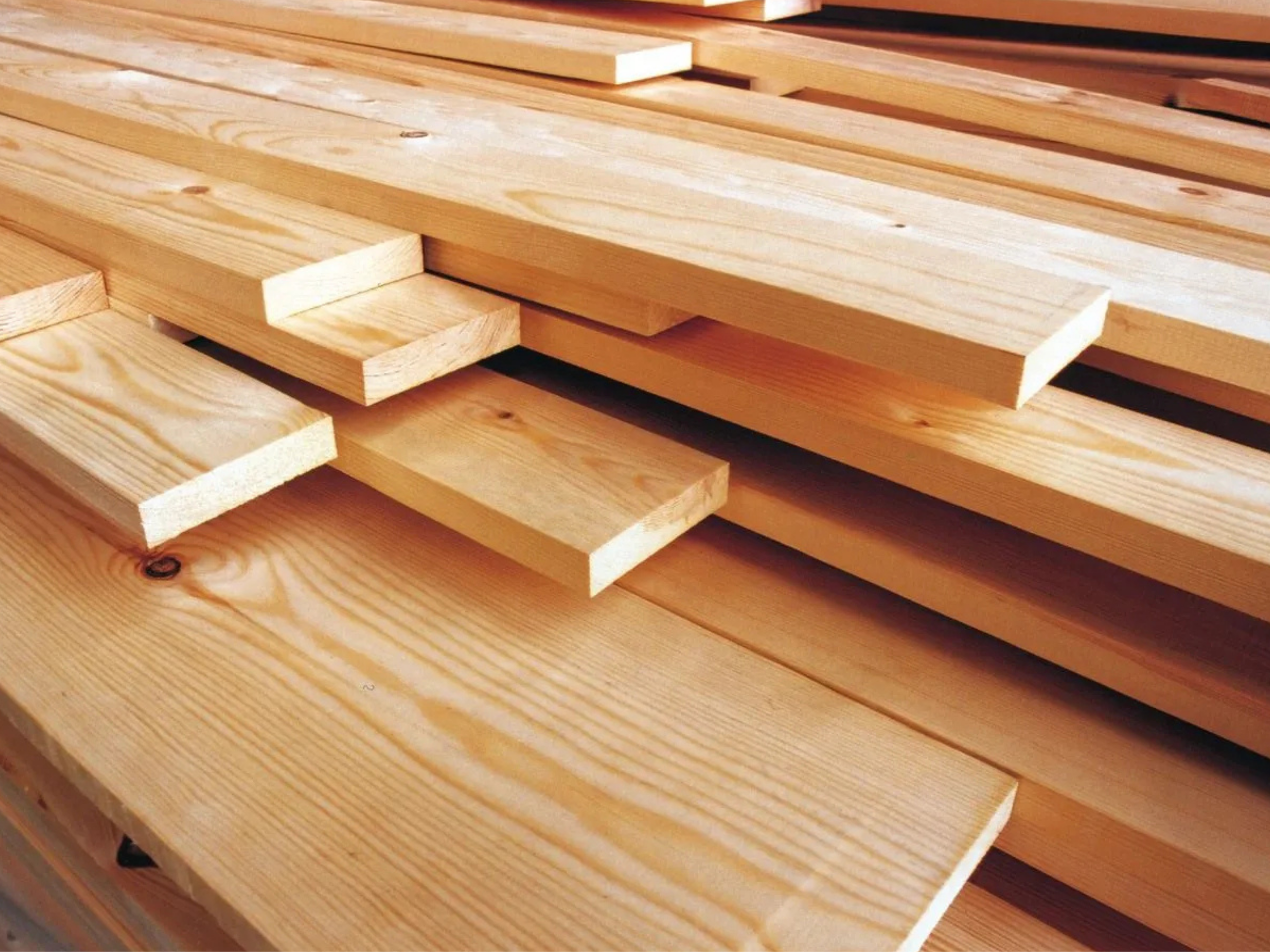 Stack of wooden planks.